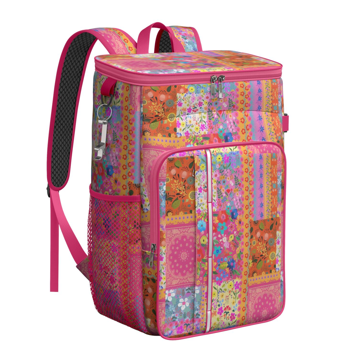 Travel Cooler Bag - Boho Bohemia Flower Camping Beer Cooler Backpack with Bottle Opener- Waterproof Insulated Picnic Backpacks - Cooler Bag for Beach