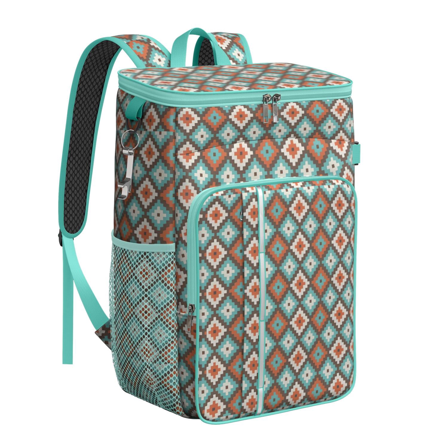Travel Cooler Bag - Boho Bohemia Flower Camping Beer Cooler Backpack with Bottle Opener- Waterproof Insulated Picnic Backpacks - Cooler Bag for Beach