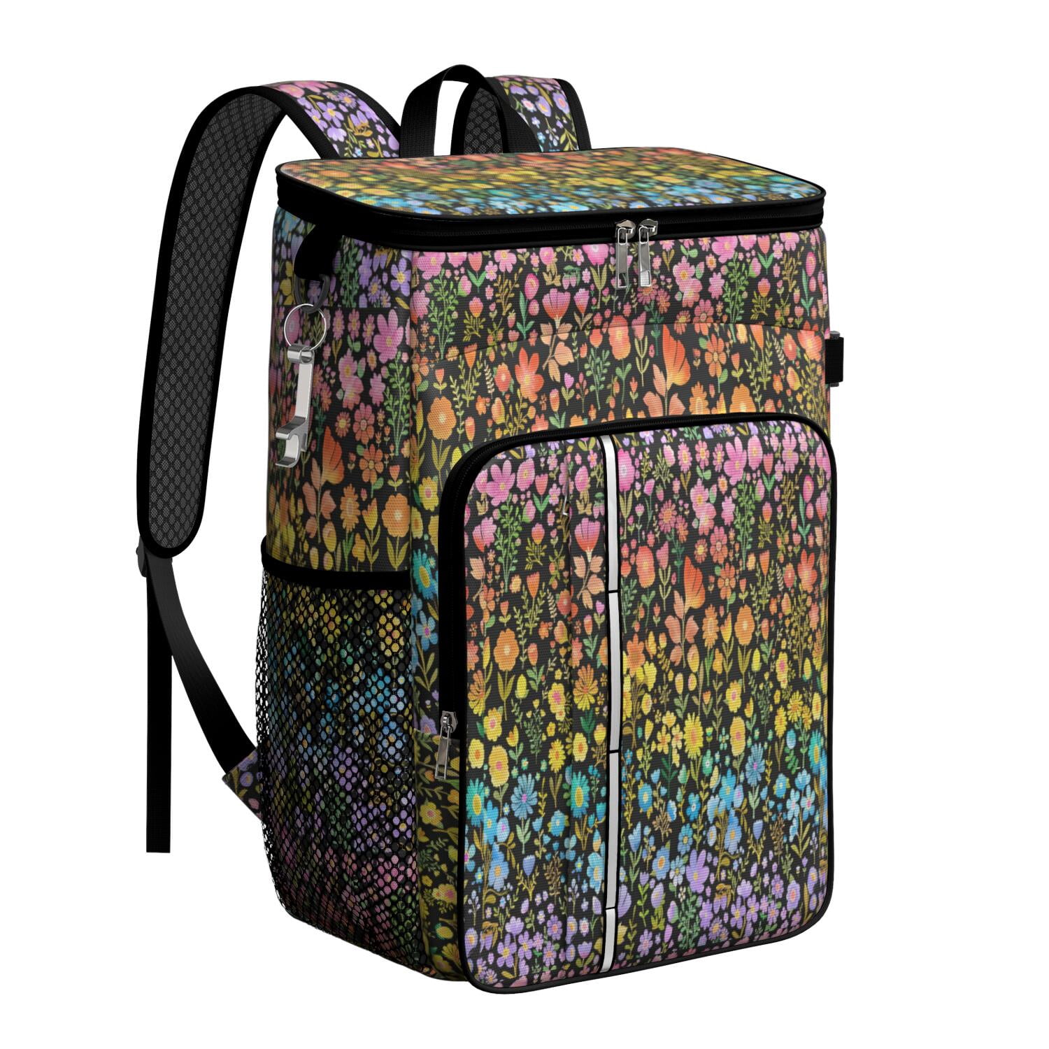 Travel Cooler Bag - Boho Bohemia Flower Camping Beer Cooler Backpack with Bottle Opener- Waterproof Insulated Picnic Backpacks - Cooler Bag for Beach