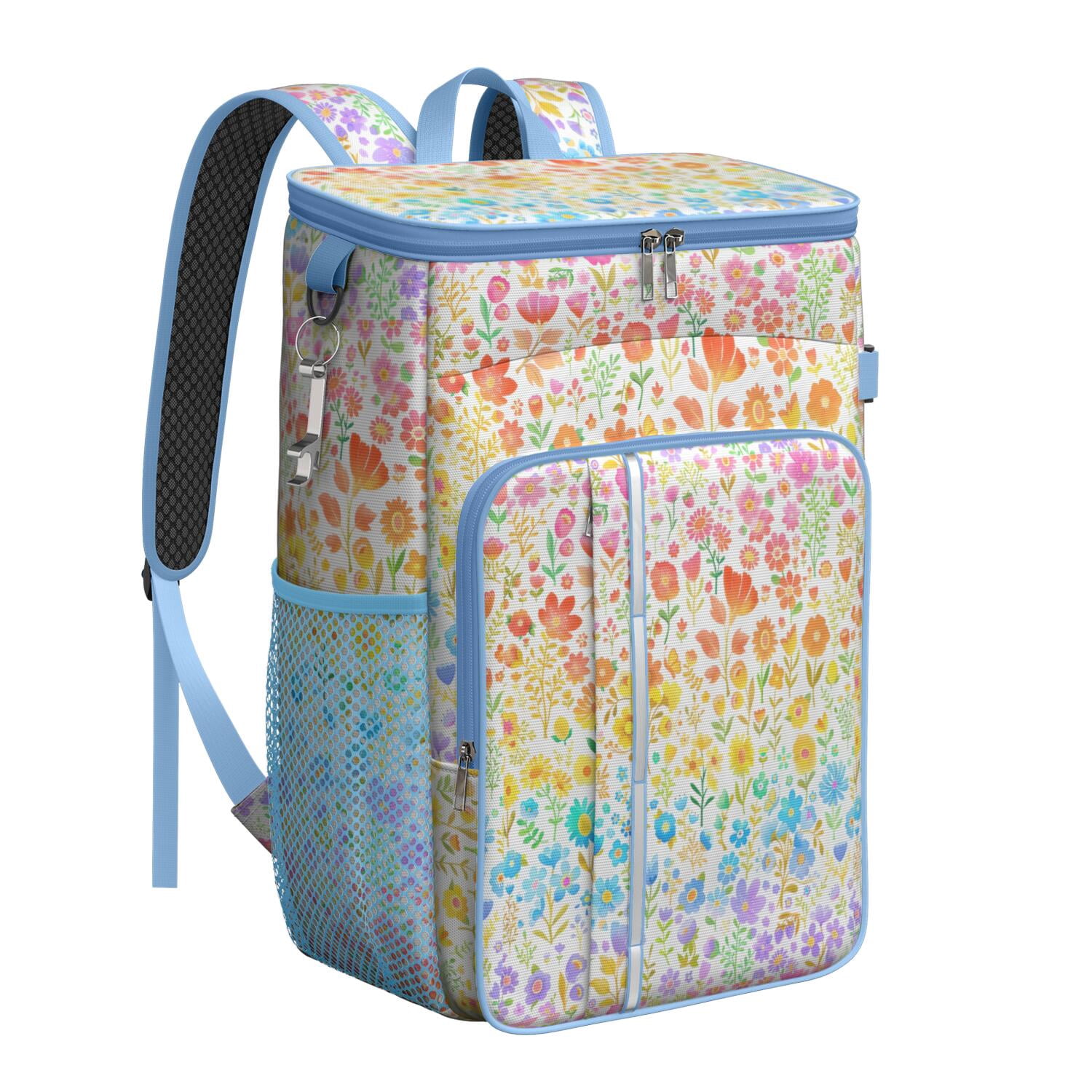 Travel Cooler Bag - Boho Bohemia Flower Camping Beer Cooler Backpack with Bottle Opener- Waterproof Insulated Picnic Backpacks - Cooler Bag for Beach