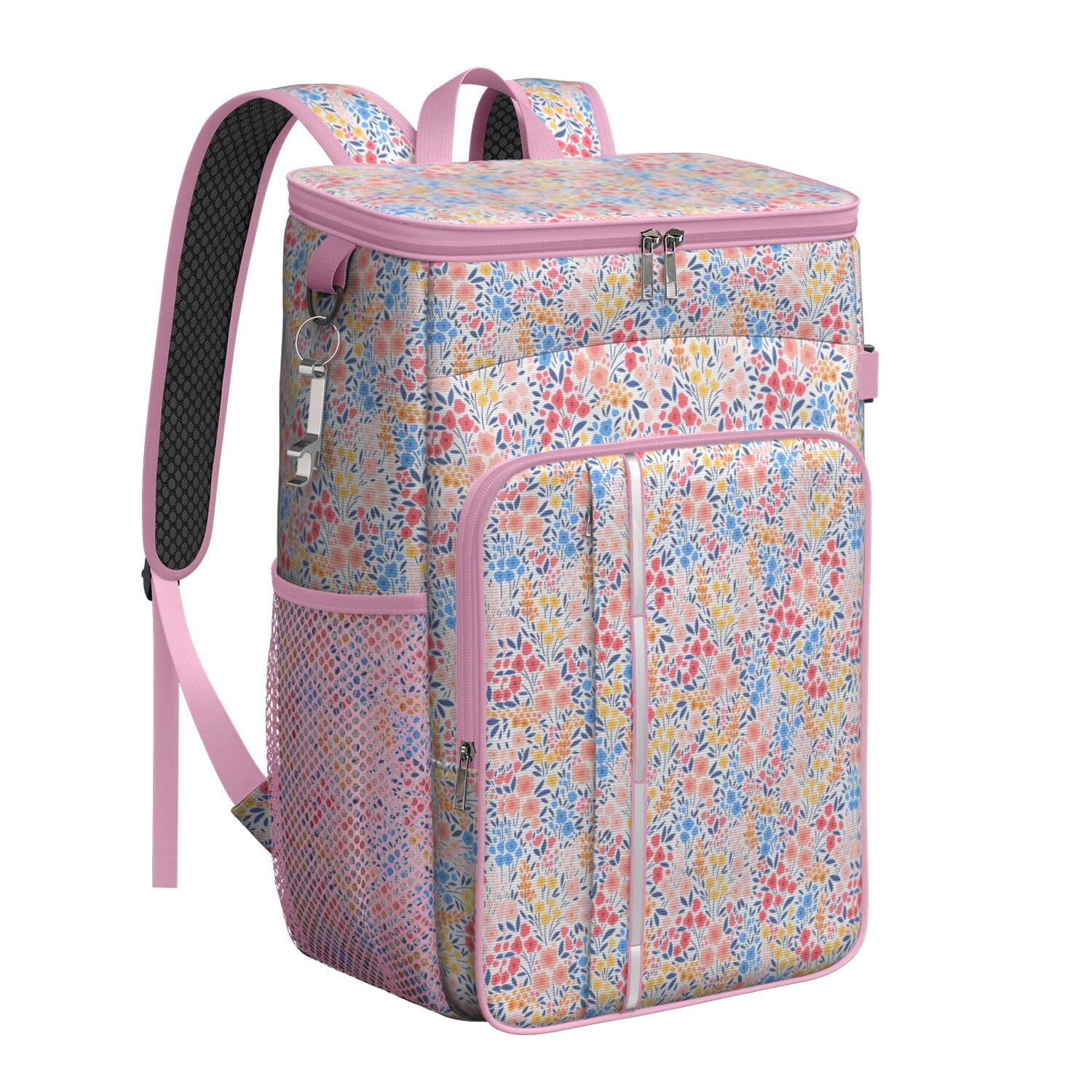 Travel Cooler Bag - Boho Bohemia Flower Camping Beer Cooler Backpack with Bottle Opener- Waterproof Insulated Picnic Backpacks - Cooler Bag for Beach