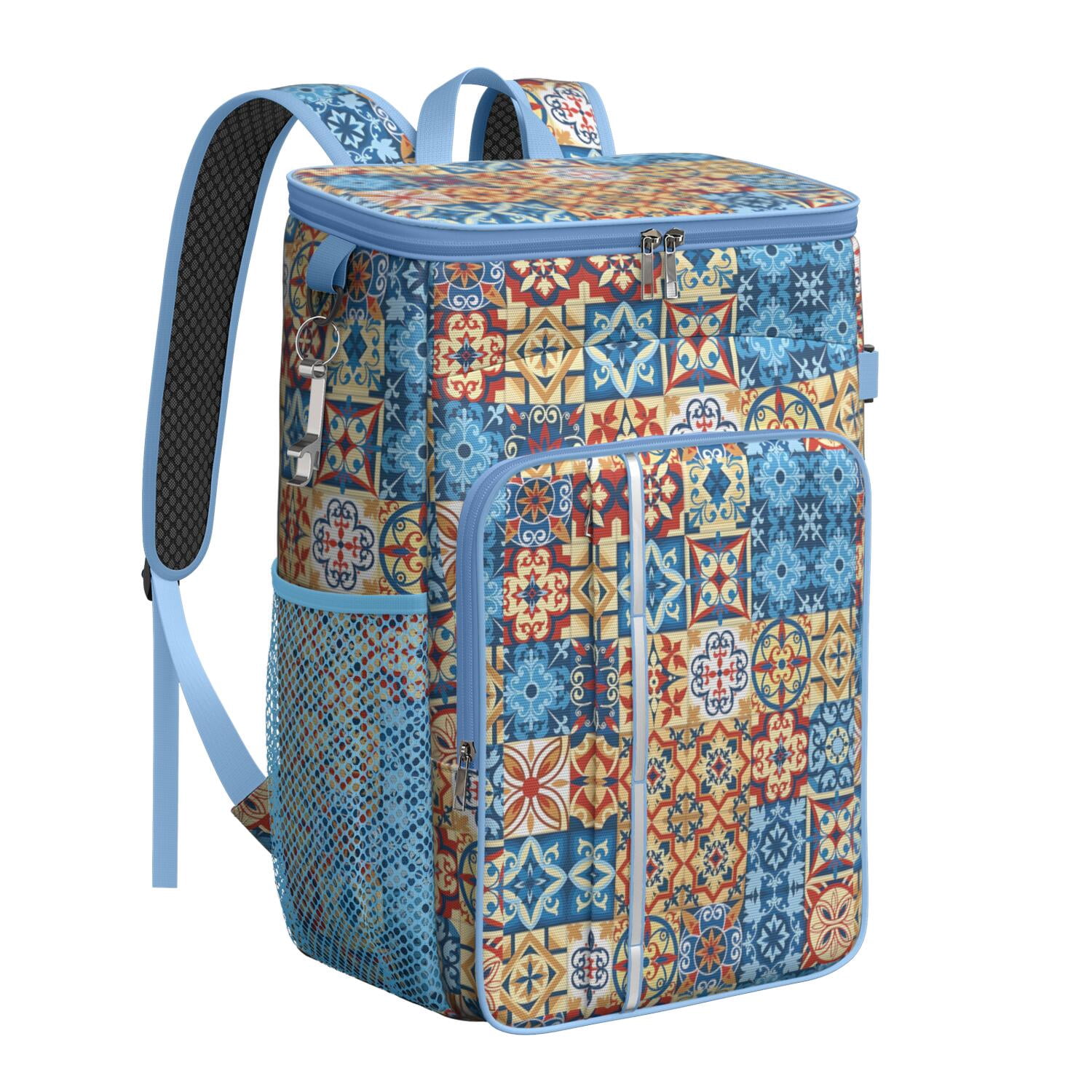 Travel Cooler Bag - Boho Bohemia Flower Camping Beer Cooler Backpack with Bottle Opener- Waterproof Insulated Picnic Backpacks - Cooler Bag for Beach