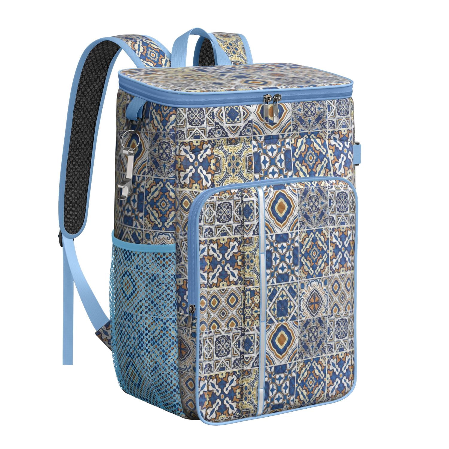 Travel Cooler Bag - Boho Bohemia Flower Camping Beer Cooler Backpack with Bottle Opener- Waterproof Insulated Picnic Backpacks - Cooler Bag for Beach