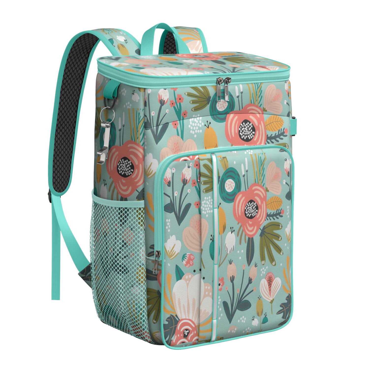 Travel Cooler Bag - Boho Bohemia Flower Camping Beer Cooler Backpack with Bottle Opener- Waterproof Insulated Picnic Backpacks - Cooler Bag for Beach