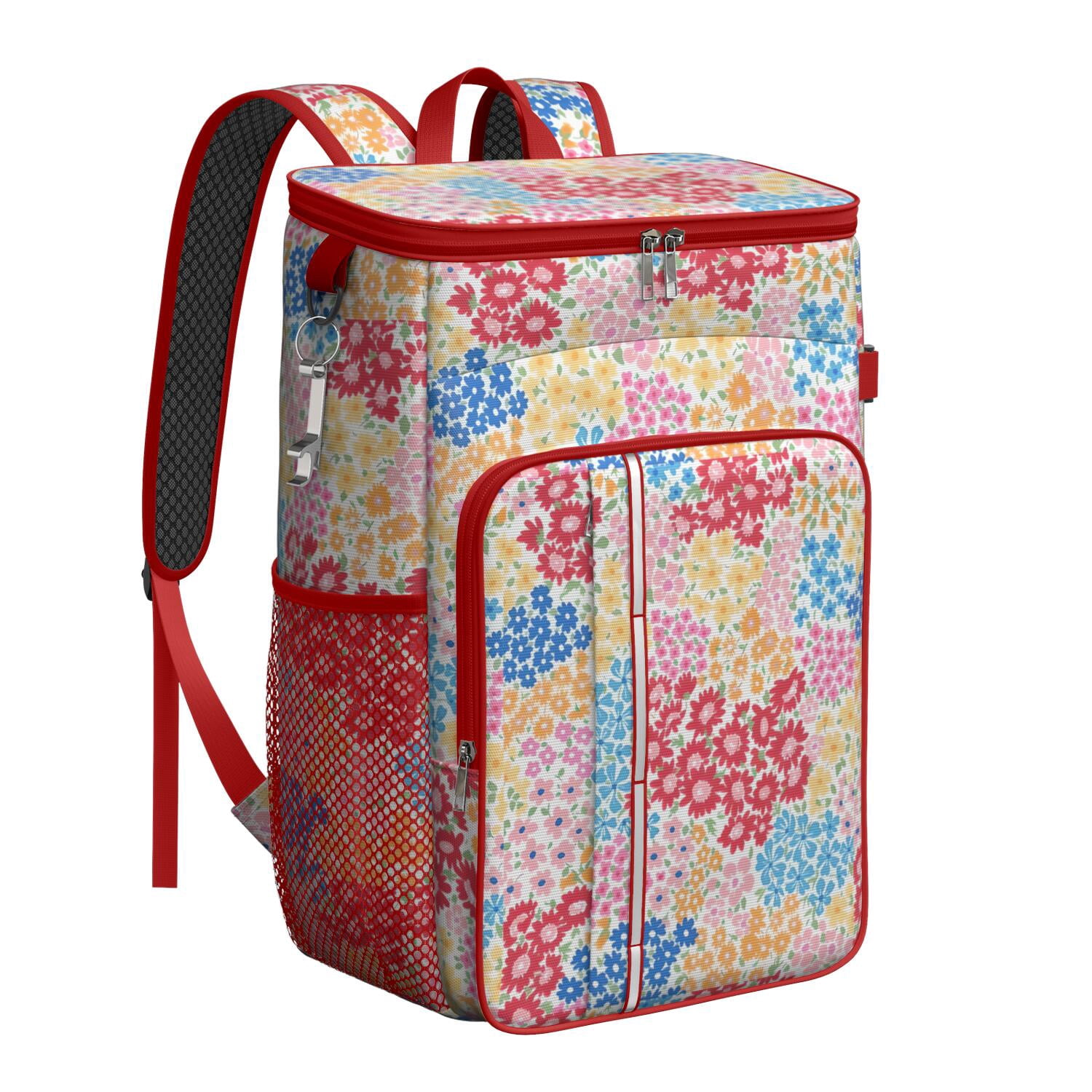 Travel Cooler Bag - Boho Bohemia Flower Camping Beer Cooler Backpack with Bottle Opener- Waterproof Insulated Picnic Backpacks - Cooler Bag for Beach