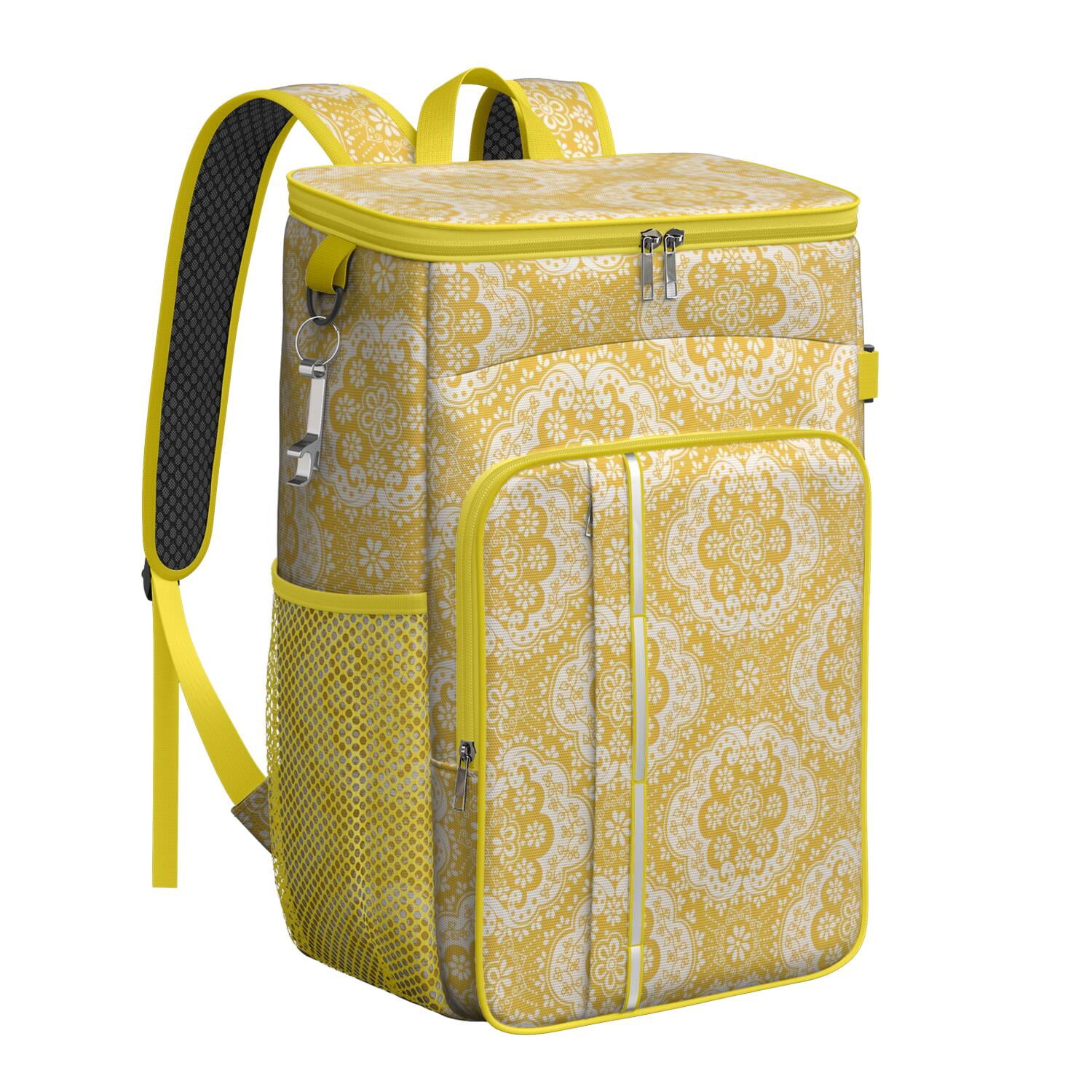 Travel Cooler Bag - Boho Bohemia Flower Camping Beer Cooler Backpack with Bottle Opener- Waterproof Insulated Picnic Backpacks - Cooler Bag for Beach