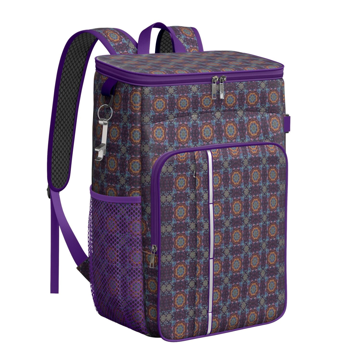 Travel Cooler Bag - Boho Bohemia Flower Camping Beer Cooler Backpack with Bottle Opener- Waterproof Insulated Picnic Backpacks - Cooler Bag for Beach