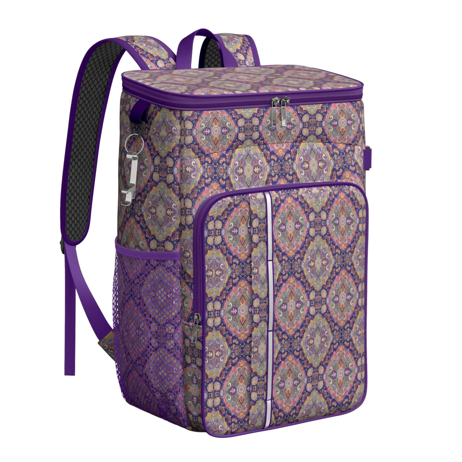 Travel Cooler Bag - Boho Bohemia Flower Camping Beer Cooler Backpack with Bottle Opener- Waterproof Insulated Picnic Backpacks - Cooler Bag for Beach