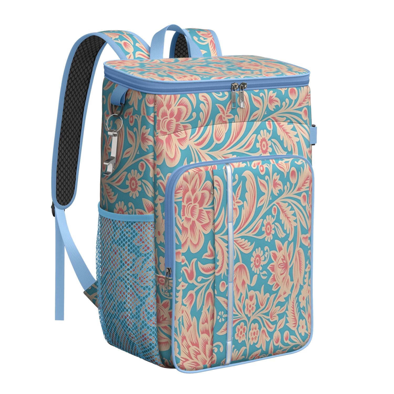Travel Cooler Bag - Boho Bohemia Flower Camping Beer Cooler Backpack with Bottle Opener- Waterproof Insulated Picnic Backpacks - Cooler Bag for Beach
