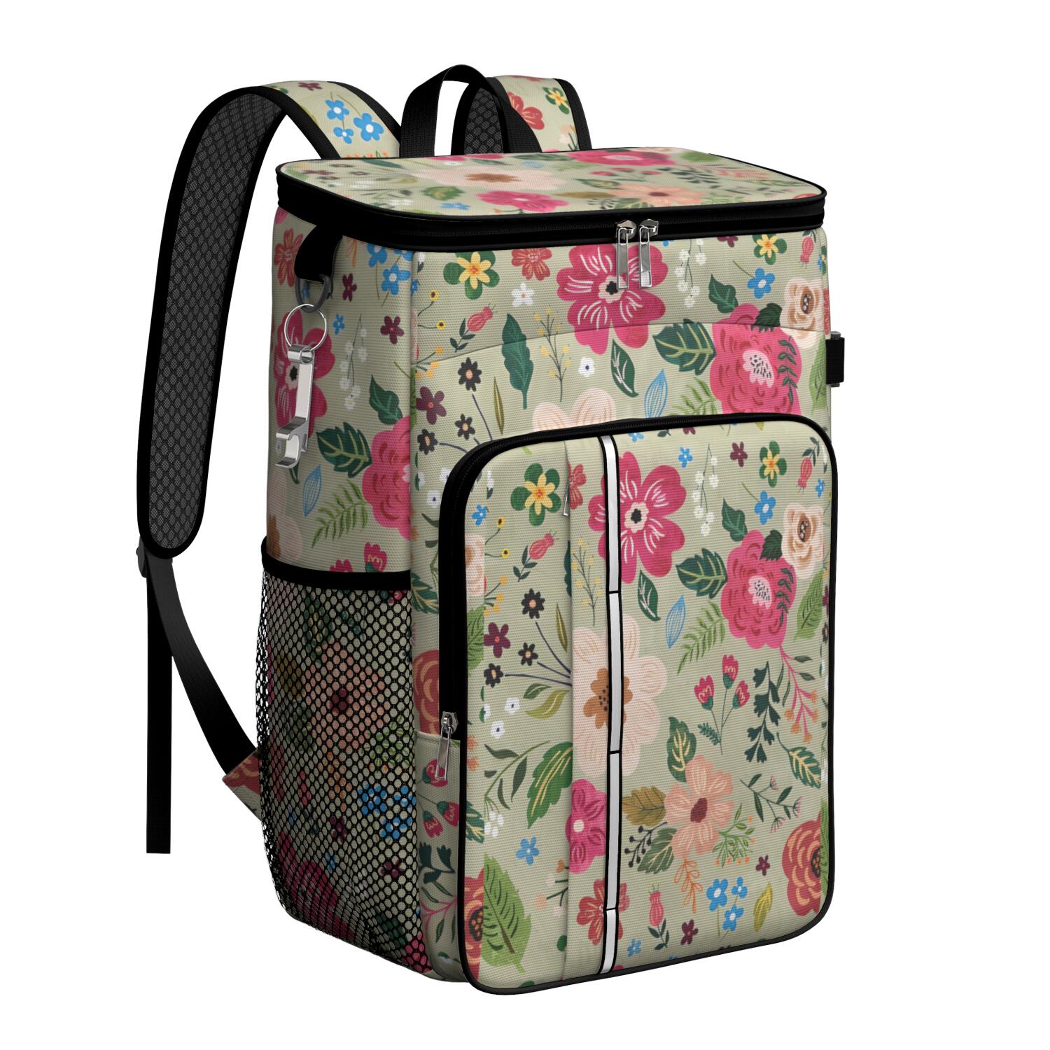 Travel Cooler Bag - Boho Bohemia Flower Camping Beer Cooler Backpack with Bottle Opener- Waterproof Insulated Picnic Backpacks - Cooler Bag for Beach