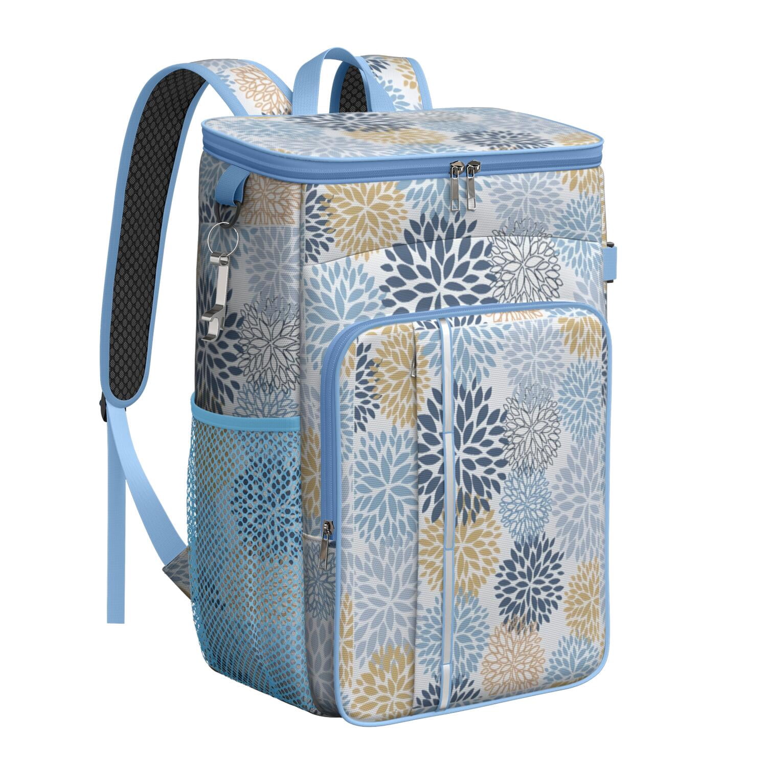 Travel Cooler Bag - Boho Bohemia Pioneer Flower Art Camping Beer Cooler Backpack with Bottle Opener- Waterproof Insulated Picnic Backpacks - Cooler Bag for Beach