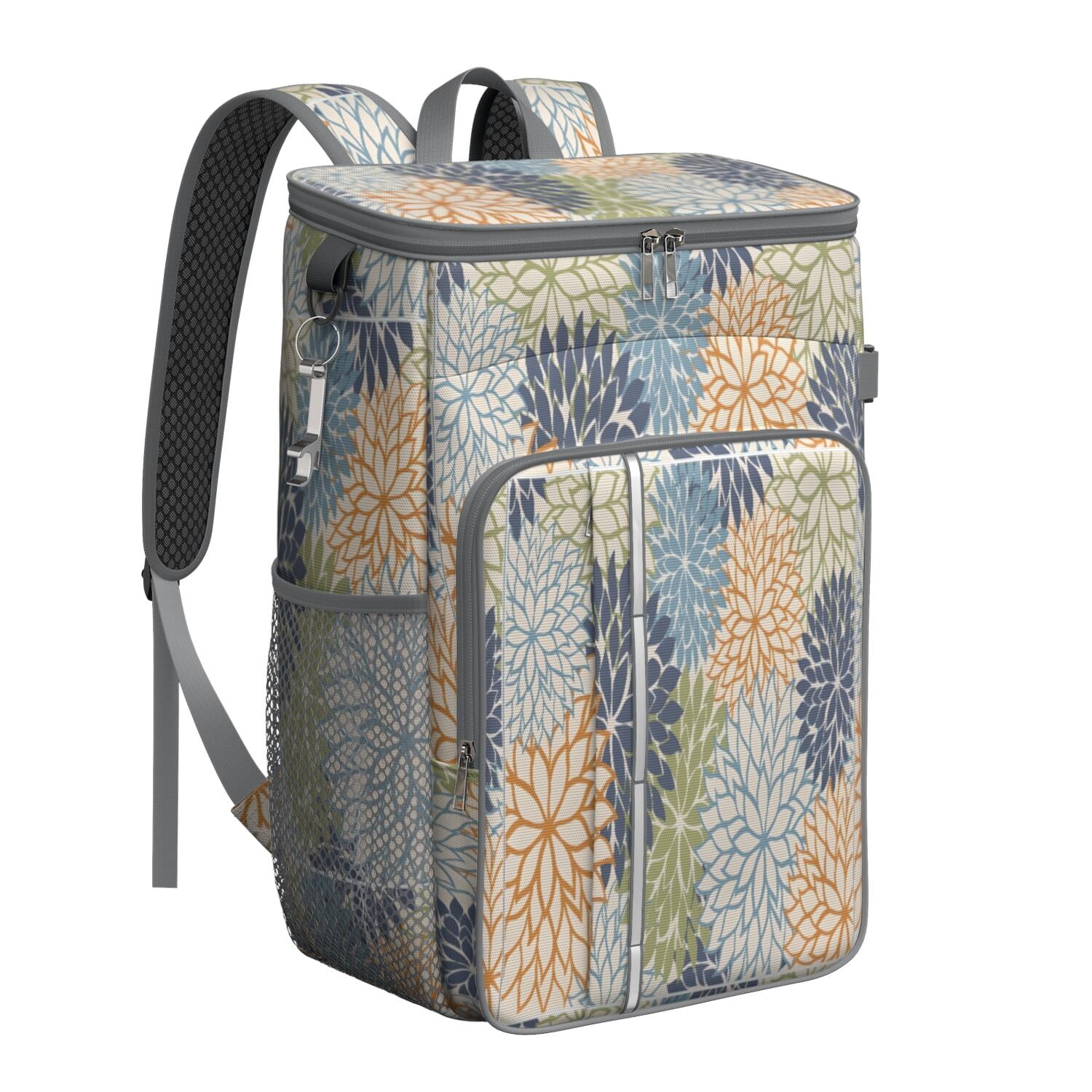 Travel Cooler Bag - Boho Bohemia Pioneer Flower Art Camping Beer Cooler Backpack with Bottle Opener- Waterproof Insulated Picnic Backpacks - Cooler Bag for Beach