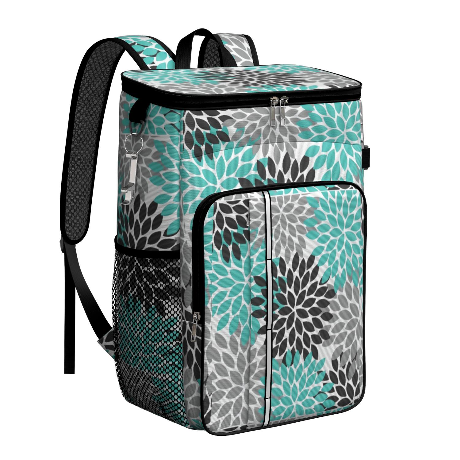 Travel Cooler Bag - Boho Bohemia Pioneer Flower Art Camping Beer Cooler Backpack with Bottle Opener- Waterproof Insulated Picnic Backpacks - Cooler Bag for Beach