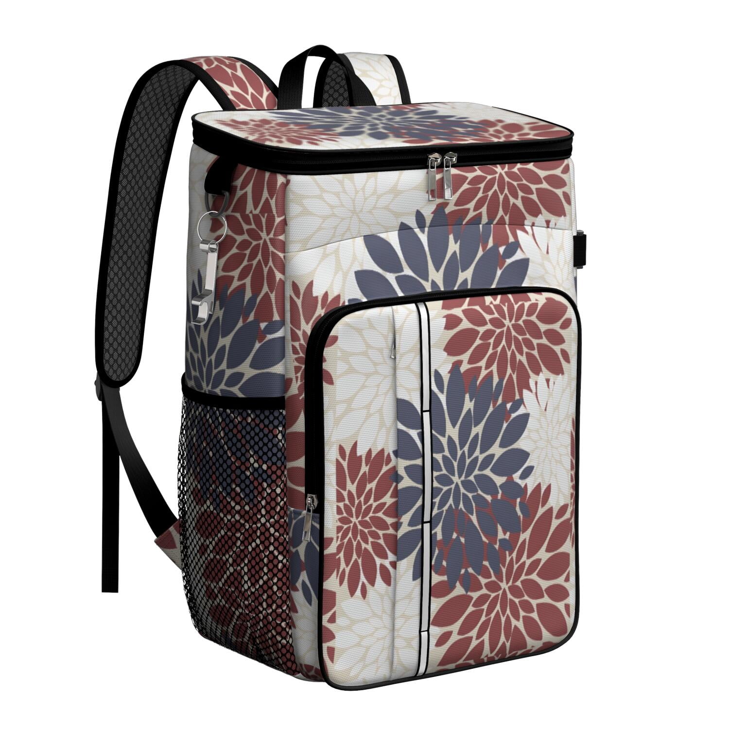 Travel Cooler Bag - Boho Bohemia Pioneer Flower Art Camping Beer Cooler Backpack with Bottle Opener- Waterproof Insulated Picnic Backpacks - Cooler Bag for Beach