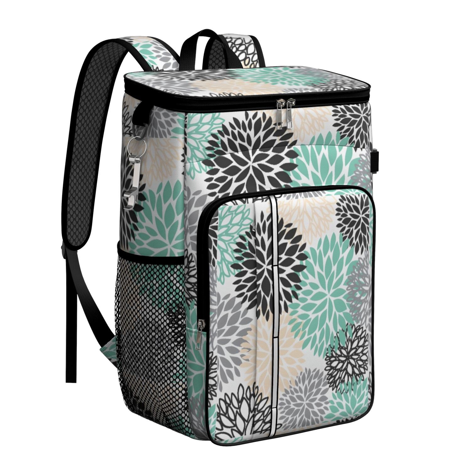 Travel Cooler Bag - Boho Bohemia Pioneer Flower Art Camping Beer Cooler Backpack with Bottle Opener- Waterproof Insulated Picnic Backpacks - Cooler Bag for Beach