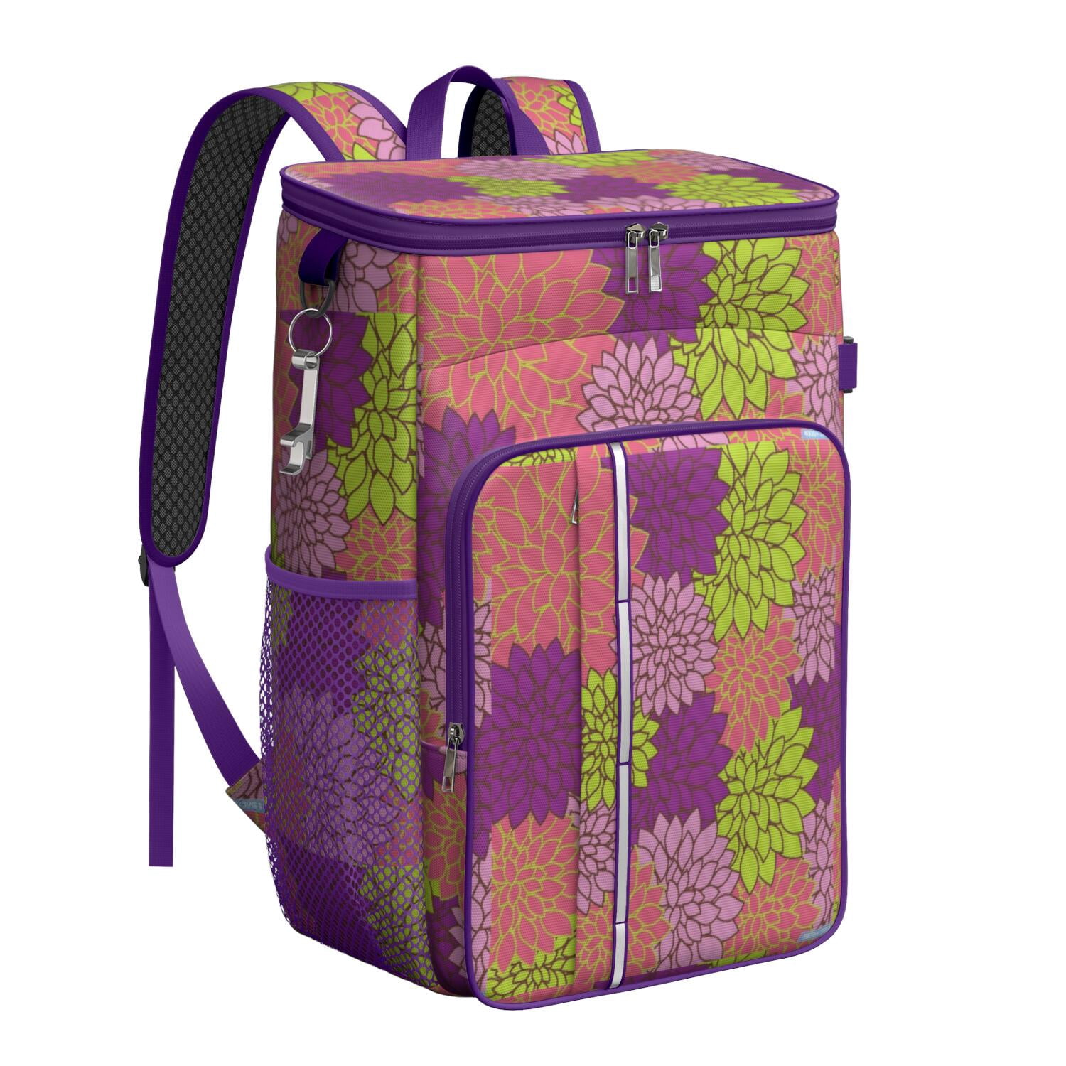 Travel Cooler Bag - Boho Bohemia Pioneer Flower Art Camping Beer Cooler Backpack with Bottle Opener- Waterproof Insulated Picnic Backpacks - Cooler Bag for Beach