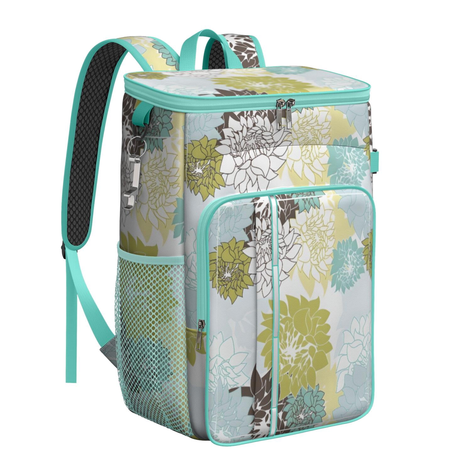 Travel Cooler Bag - Boho Bohemia Pioneer Flower Art Camping Beer Cooler Backpack with Bottle Opener- Waterproof Insulated Picnic Backpacks - Cooler Bag for Beach