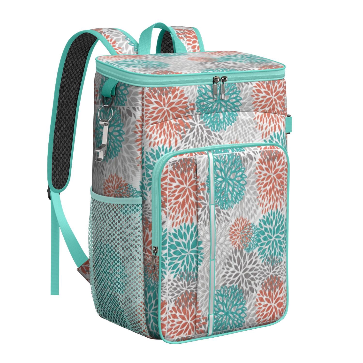 Travel Cooler Bag - Boho Bohemia Pioneer Flower Art Camping Beer Cooler Backpack with Bottle Opener- Waterproof Insulated Picnic Backpacks - Cooler Bag for Beach