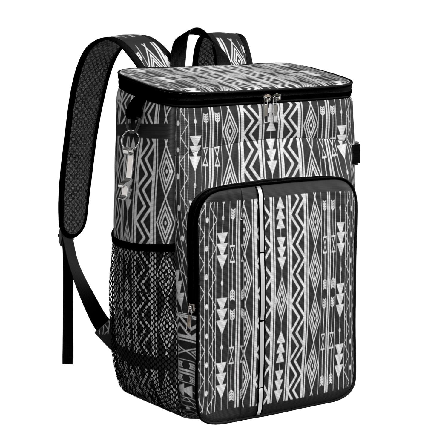 Travel Cooler Bag - Boho Bohemia Pioneer Flower Geometric Line Art Camping Beer Cooler Backpack with Bottle Opener- Waterproof Insulated Picnic Backpacks - Cooler Bag for Beach