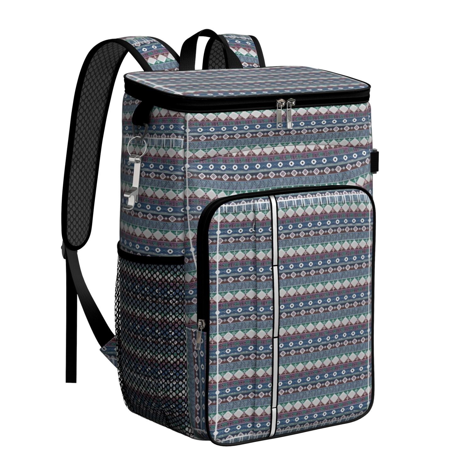 Travel Cooler Bag - Boho Bohemia Pioneer Flower Geometric Line Art Camping Beer Cooler Backpack with Bottle Opener- Waterproof Insulated Picnic Backpacks - Cooler Bag for Beach