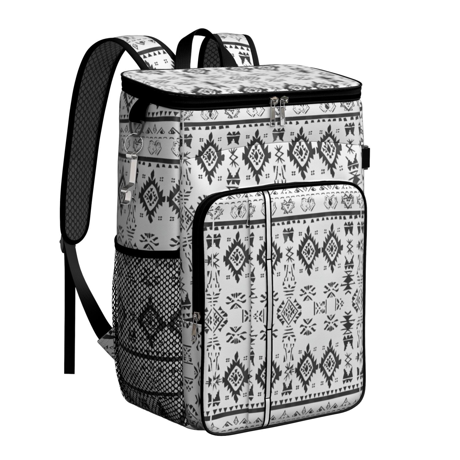Travel Cooler Bag - Boho Bohemia Pioneer Flower Geometric Line Art Camping Beer Cooler Backpack with Bottle Opener- Waterproof Insulated Picnic Backpacks - Cooler Bag for Beach