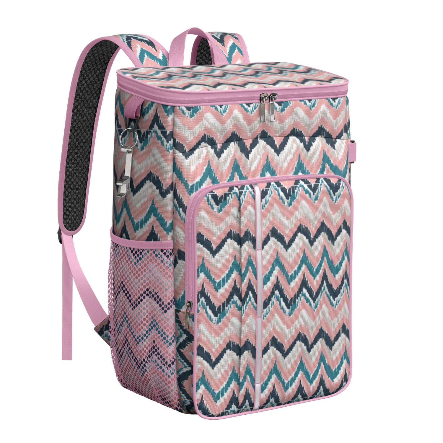 Travel Cooler Bag - Boho Bohemia Pioneer Flower Geometric Line Art Camping Beer Cooler Backpack with Bottle Opener- Waterproof Insulated Picnic Backpacks - Cooler Bag for Beach