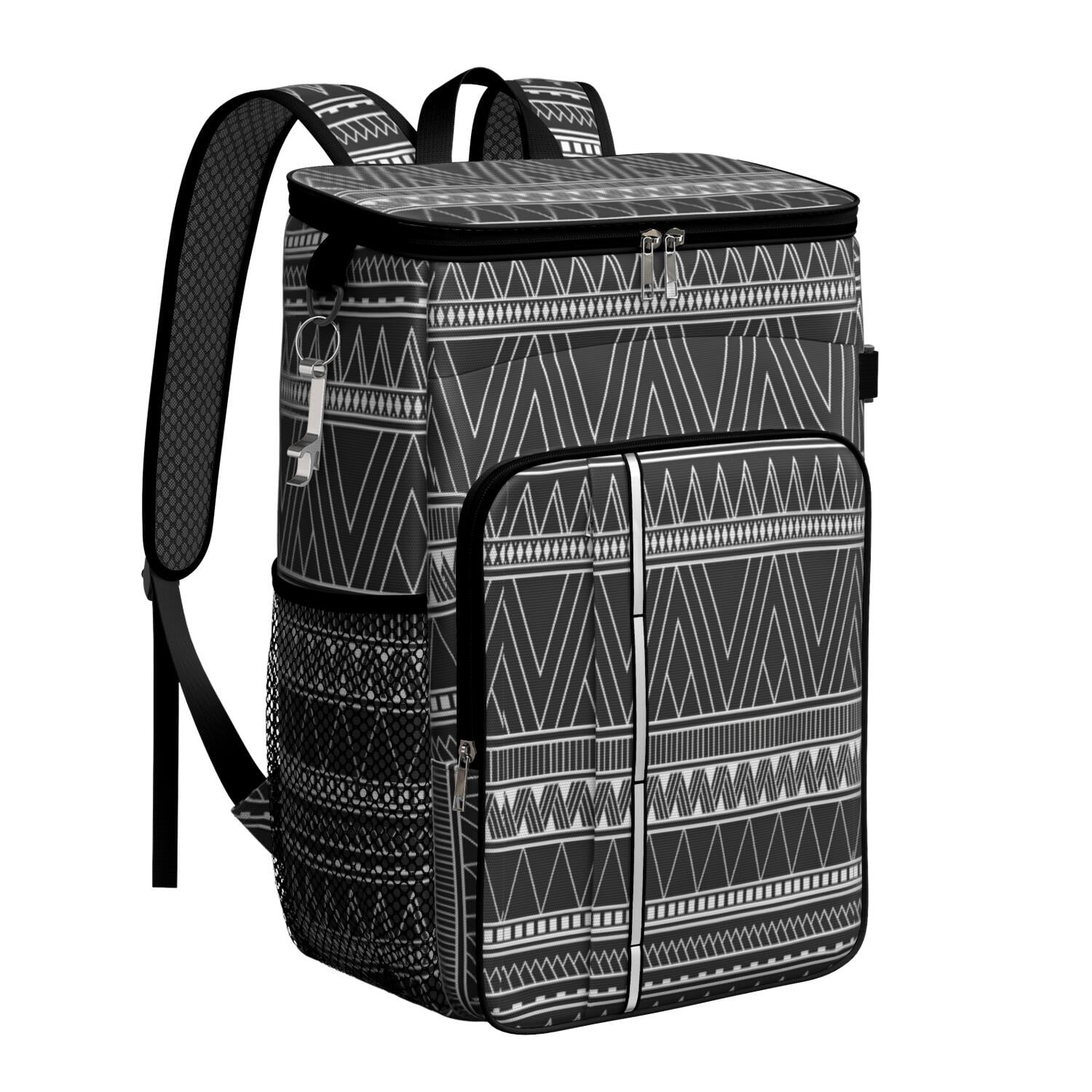 Travel Cooler Bag - Boho Bohemia Pioneer Flower Geometric Line Art Camping Beer Cooler Backpack with Bottle Opener- Waterproof Insulated Picnic Backpacks - Cooler Bag for Beach