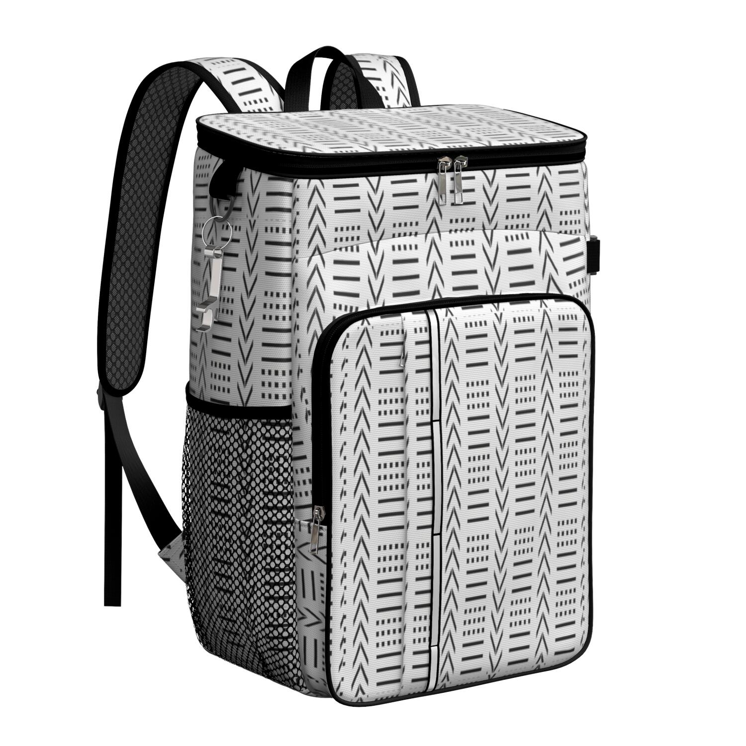 Travel Cooler Bag - Boho Bohemia Pioneer Flower Geometric Line Art Camping Beer Cooler Backpack with Bottle Opener- Waterproof Insulated Picnic Backpacks - Cooler Bag for Beach