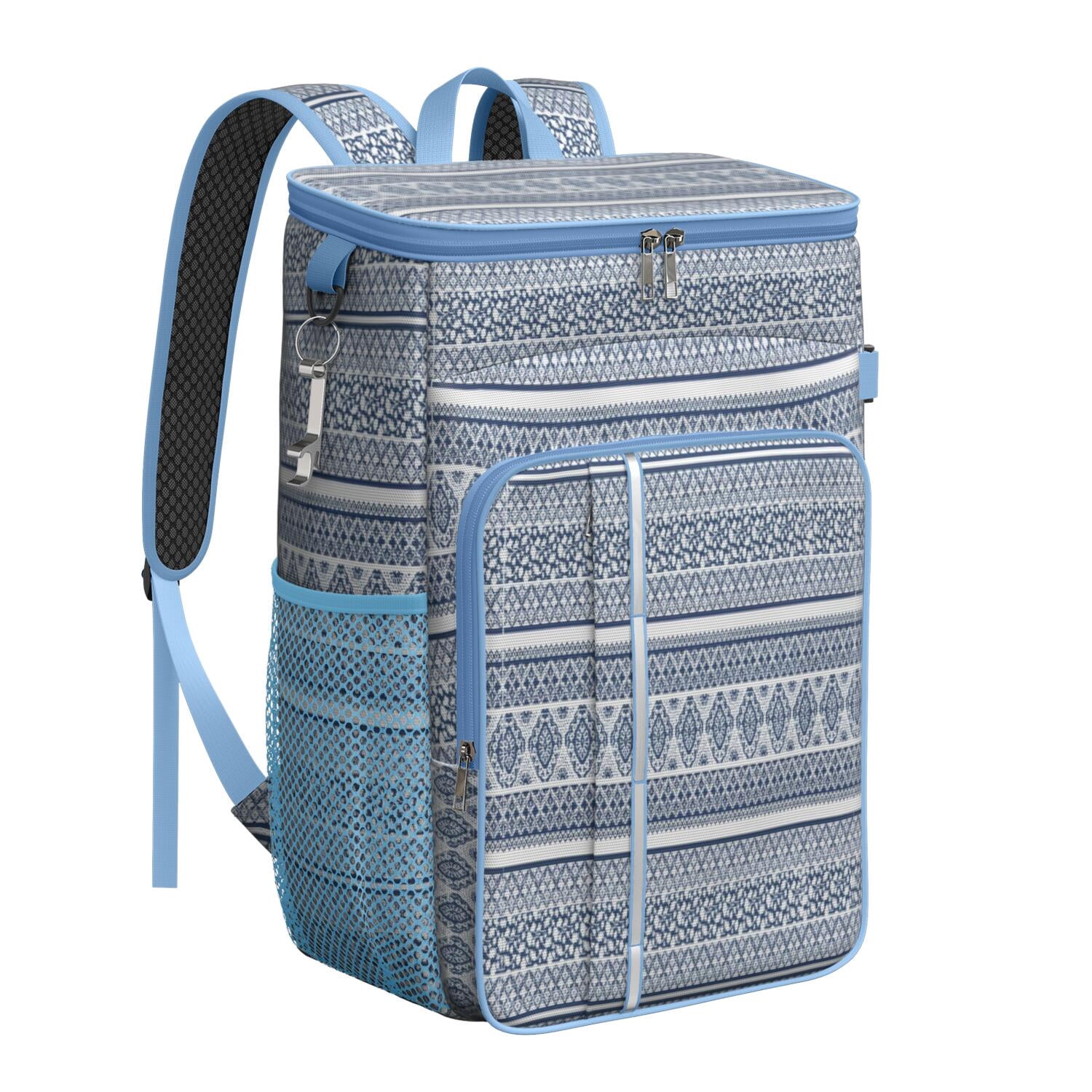 Travel Cooler Bag - Boho Bohemia Pioneer Flower Geometric Line Art Camping Beer Cooler Backpack with Bottle Opener- Waterproof Insulated Picnic Backpacks - Cooler Bag for Beach