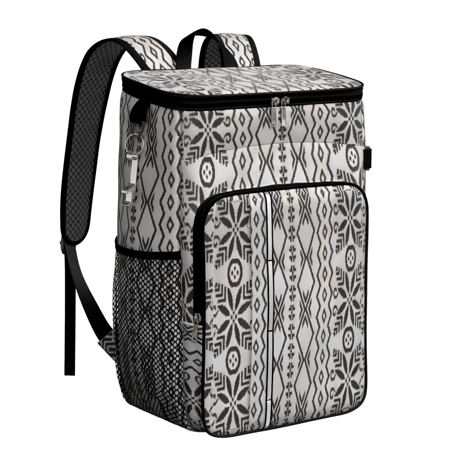 Travel Cooler Bag - Boho Bohemia Pioneer Flower Geometric Line Art Camping Beer Cooler Backpack with Bottle Opener- Waterproof Insulated Picnic Backpacks - Cooler Bag for Beach