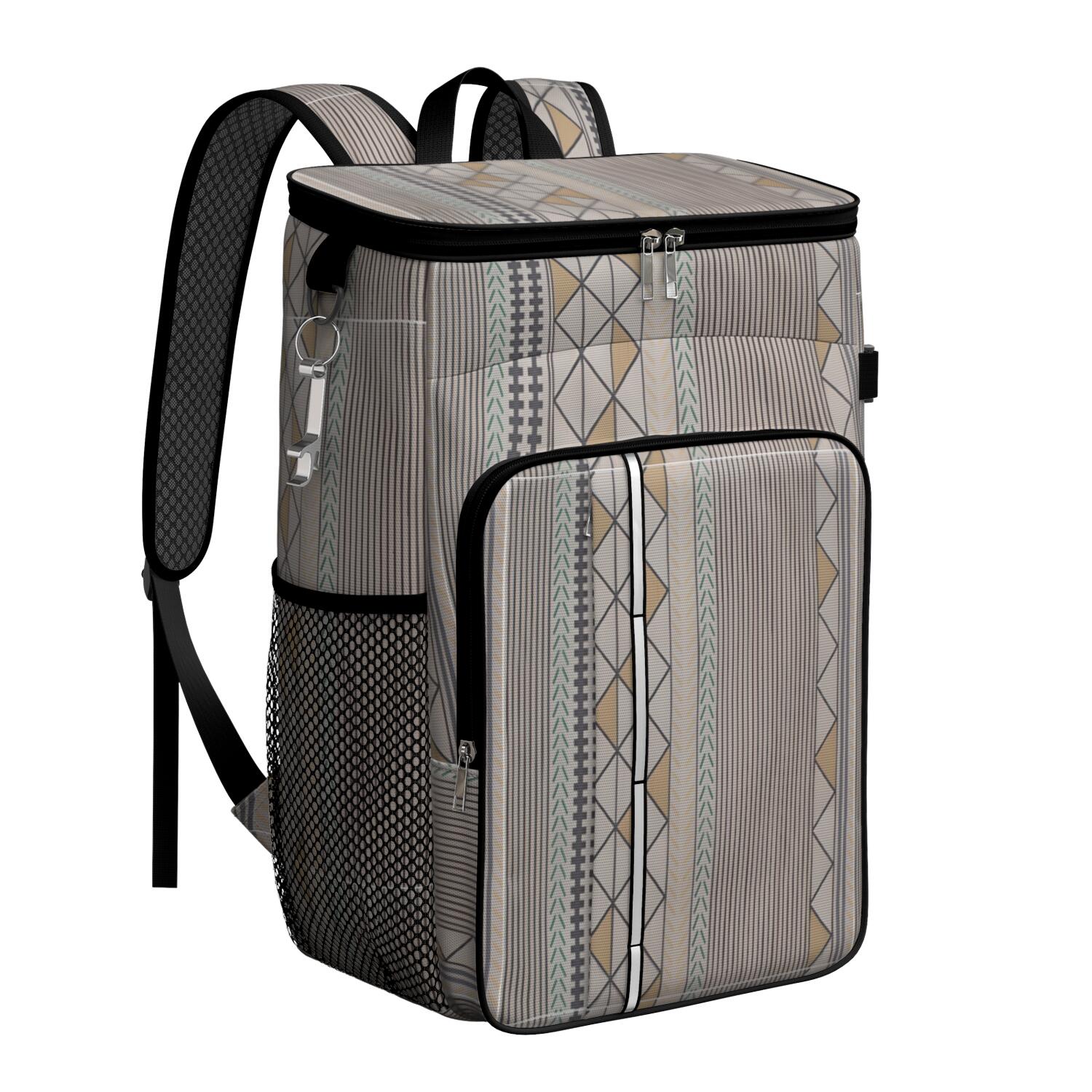 Travel Cooler Bag - Boho Bohemia Pioneer Flower Geometric Line Art Camping Beer Cooler Backpack with Bottle Opener- Waterproof Insulated Picnic Backpacks - Cooler Bag for Beach