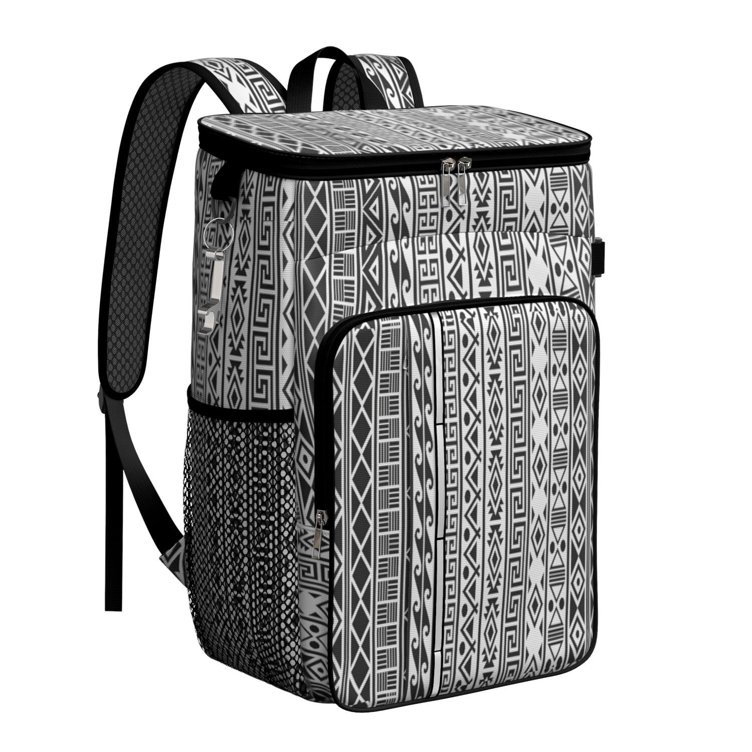 Travel Cooler Bag - Boho Bohemia Pioneer Flower Geometric Line Art Camping Beer Cooler Backpack with Bottle Opener- Waterproof Insulated Picnic Backpacks - Cooler Bag for Beach