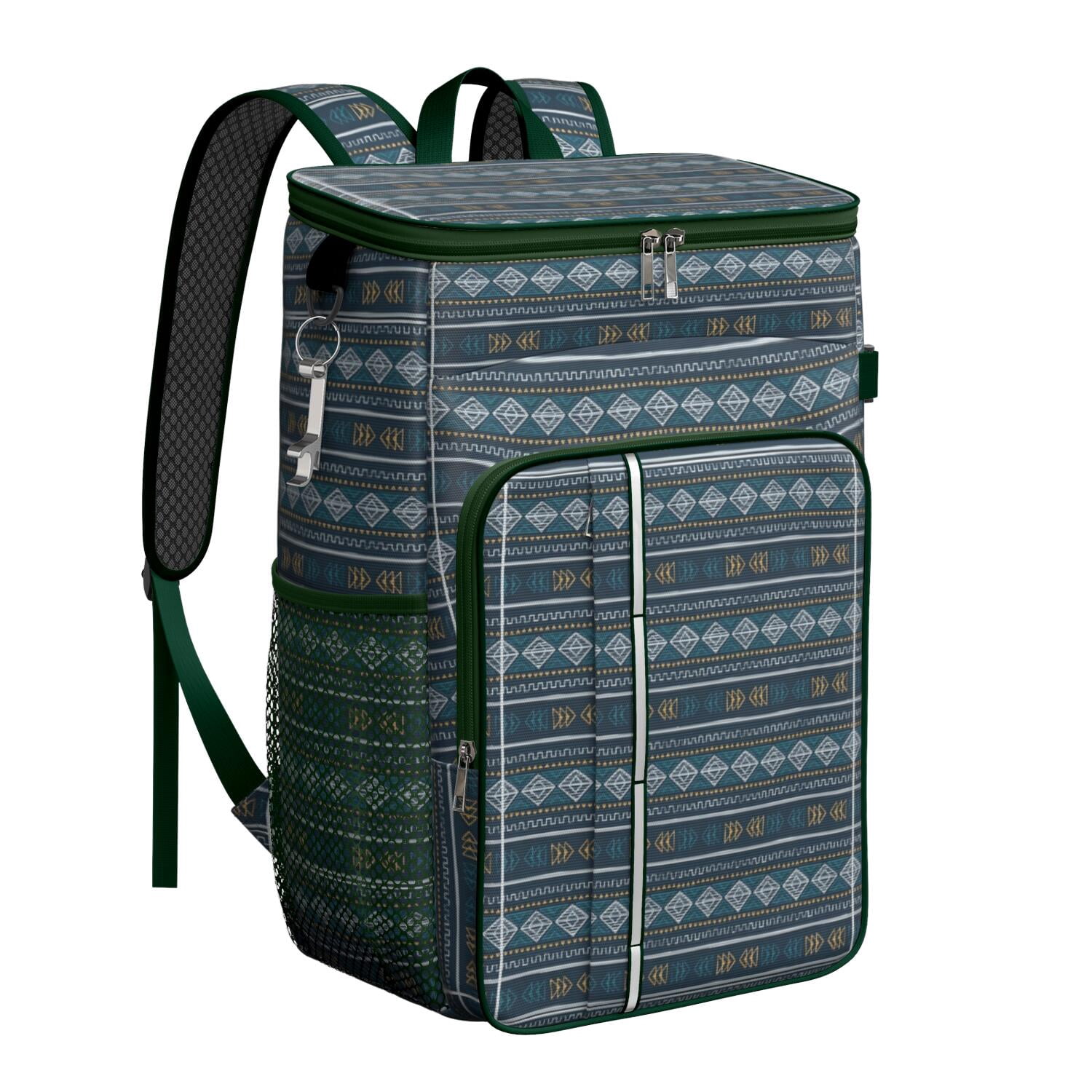Travel Cooler Bag - Boho Bohemia Pioneer Flower Geometric Line Art Camping Beer Cooler Backpack with Bottle Opener- Waterproof Insulated Picnic Backpacks - Cooler Bag for Beach