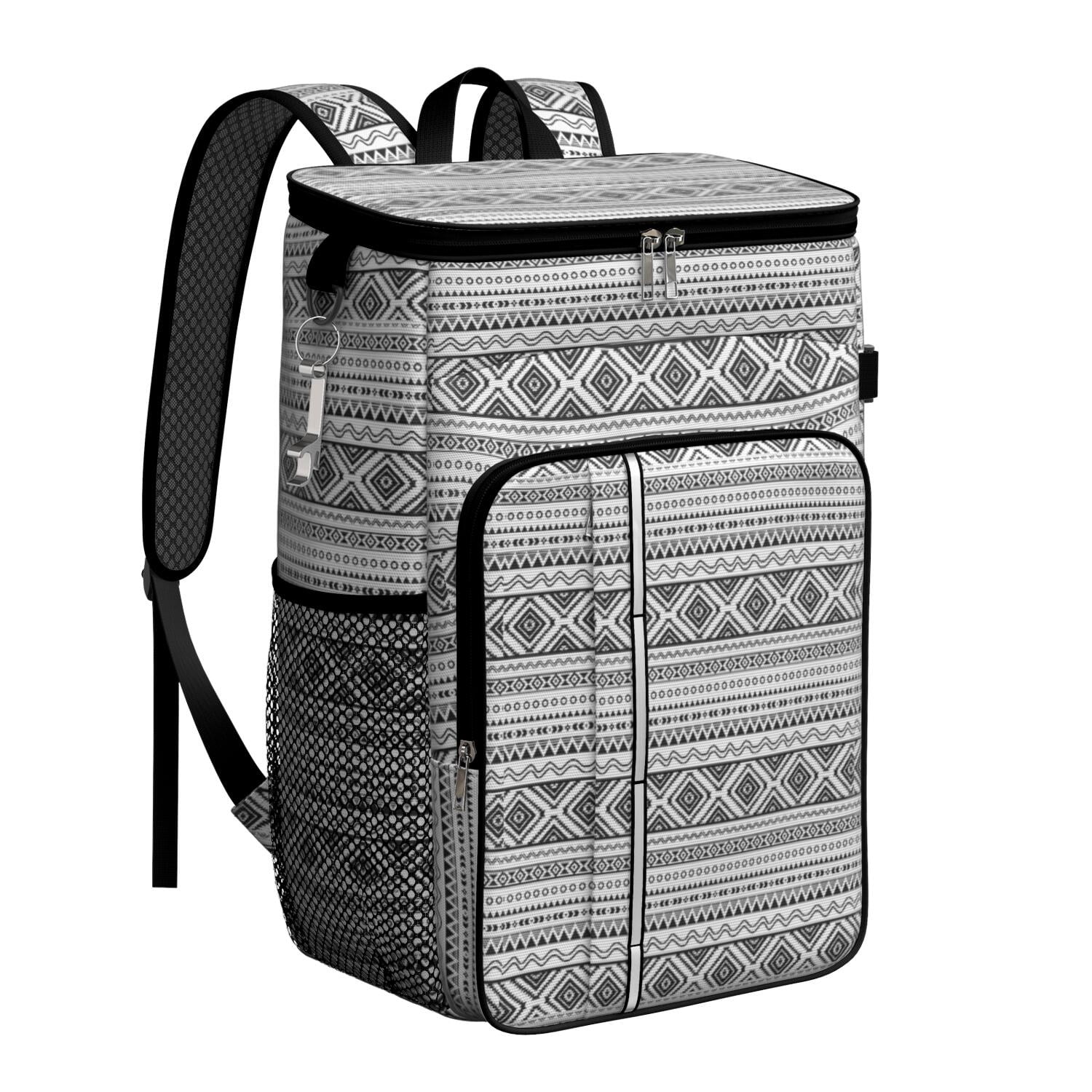 Travel Cooler Bag - Boho Bohemia Pioneer Flower Geometric Line Art Camping Beer Cooler Backpack with Bottle Opener- Waterproof Insulated Picnic Backpacks - Cooler Bag for Beach