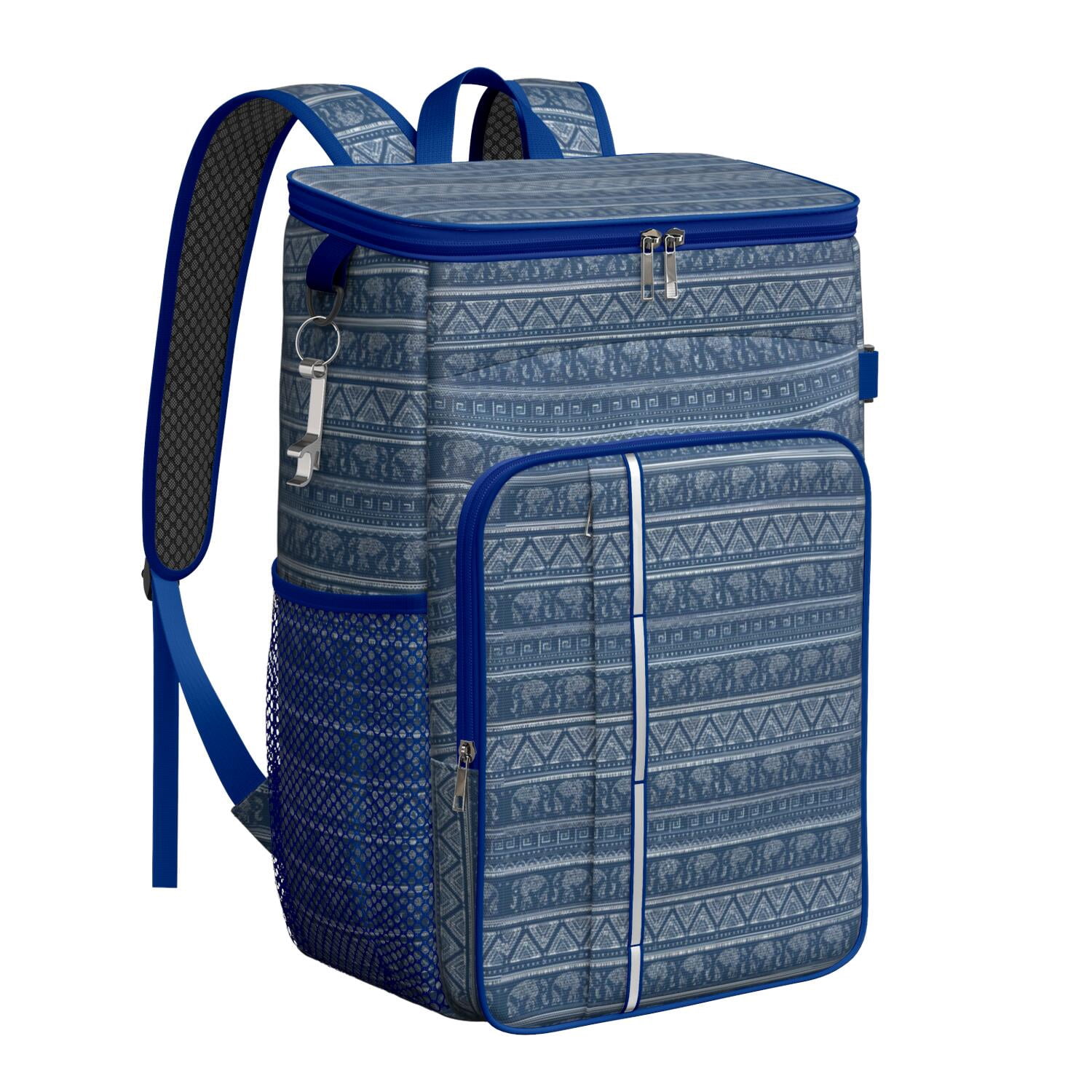 Travel Cooler Bag - Boho Bohemia Pioneer Flower Geometric Line Art Camping Beer Cooler Backpack with Bottle Opener- Waterproof Insulated Picnic Backpacks - Cooler Bag for Beach