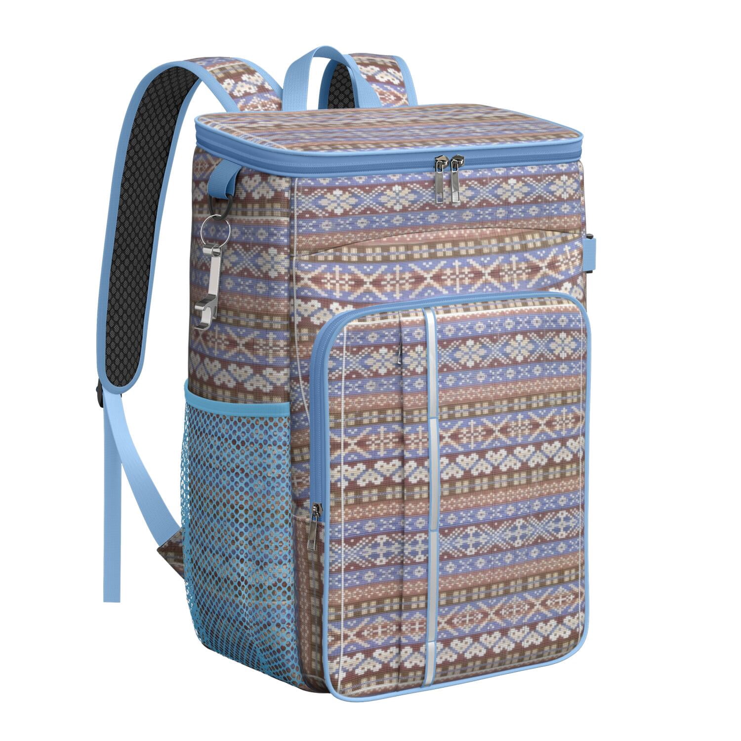 Travel Cooler Bag - Boho Bohemia Pioneer Flower Geometric Line Art Camping Beer Cooler Backpack with Bottle Opener- Waterproof Insulated Picnic Backpacks - Cooler Bag for Beach