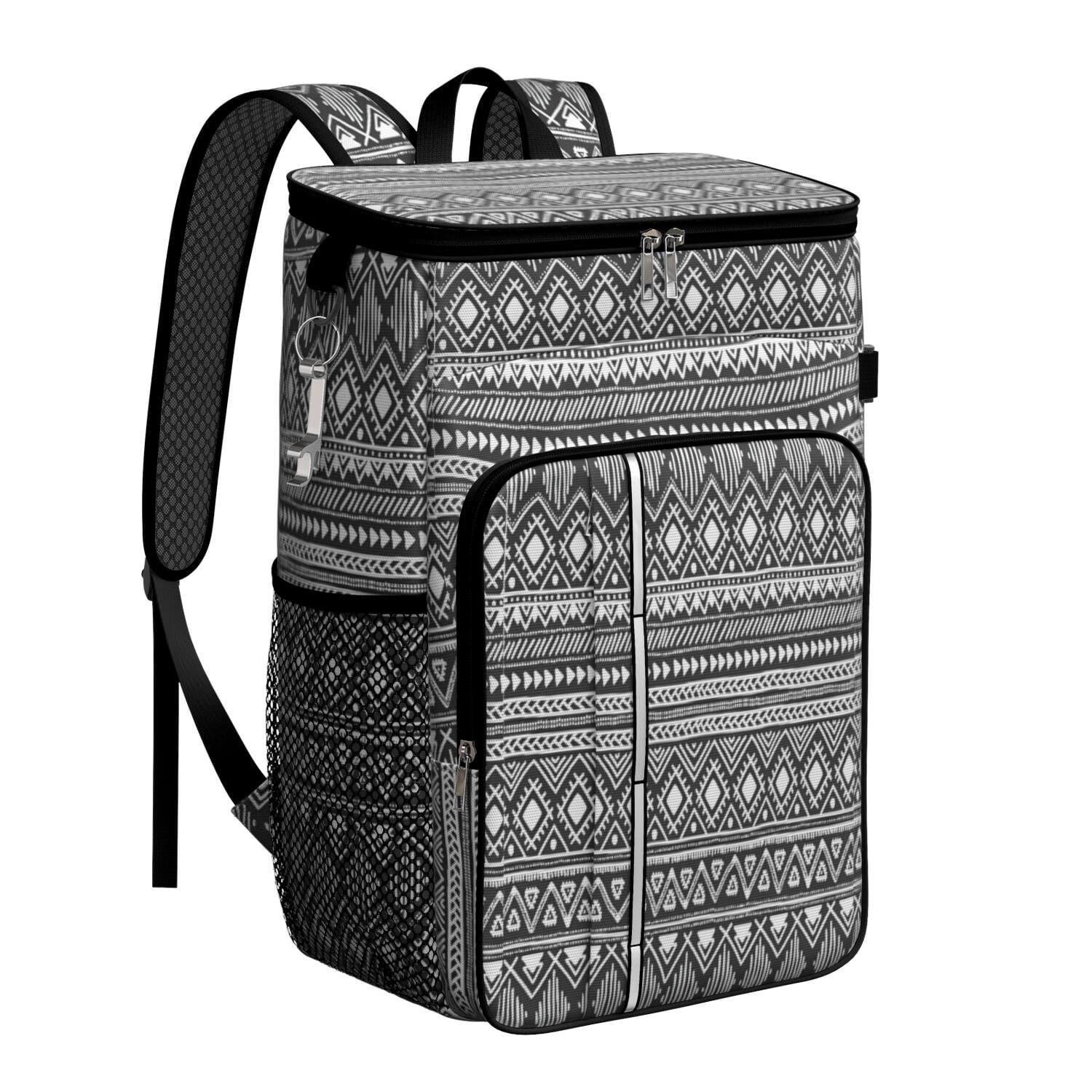 Travel Cooler Bag - Boho Bohemia Pioneer Flower Geometric Line Art Camping Beer Cooler Backpack with Bottle Opener- Waterproof Insulated Picnic Backpacks - Cooler Bag for Beach