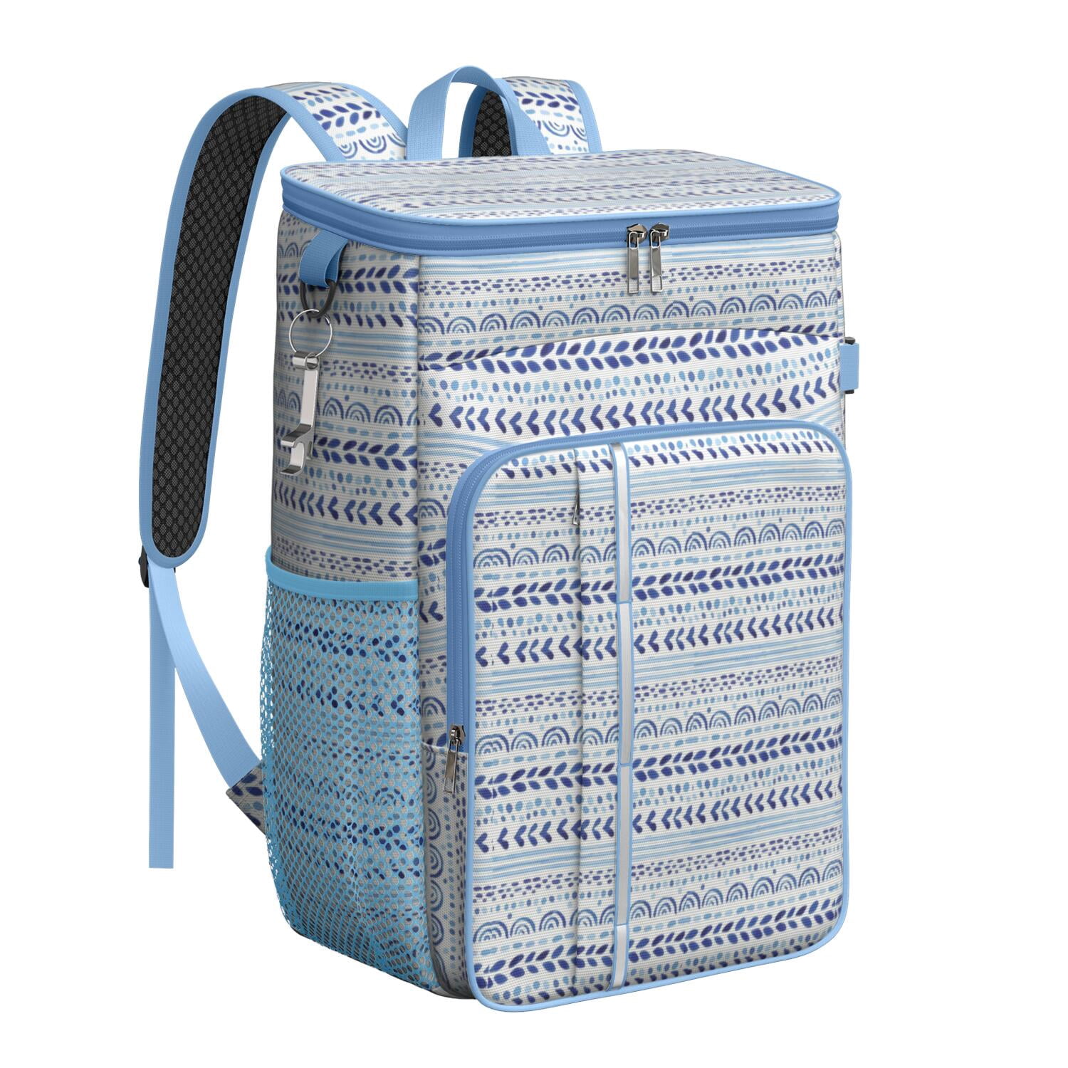 Travel Cooler Bag - Boho Bohemia Pioneer Flower Geometric Line Art Camping Beer Cooler Backpack with Bottle Opener- Waterproof Insulated Picnic Backpacks - Cooler Bag for Beach