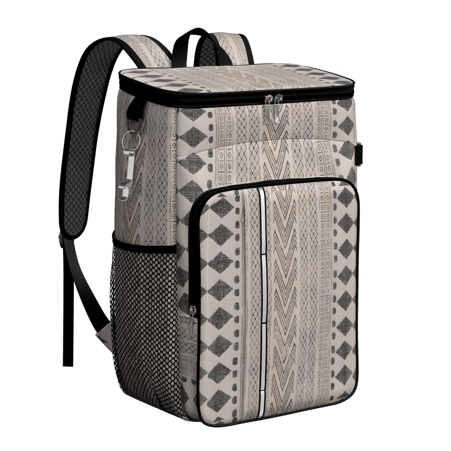 Travel Cooler Bag - Boho Bohemia Pioneer Flower Geometric Line Art Camping Beer Cooler Backpack with Bottle Opener- Waterproof Insulated Picnic Backpacks - Cooler Bag for Beach