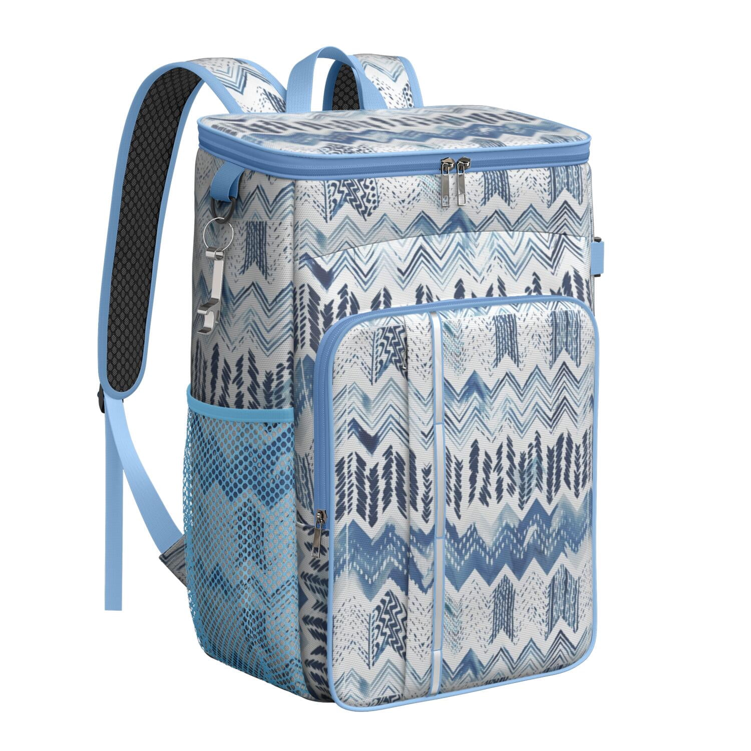 Travel Cooler Bag - Boho Bohemia Pioneer Flower Geometric Line Art Camping Beer Cooler Backpack with Bottle Opener- Waterproof Insulated Picnic Backpacks - Cooler Bag for Beach