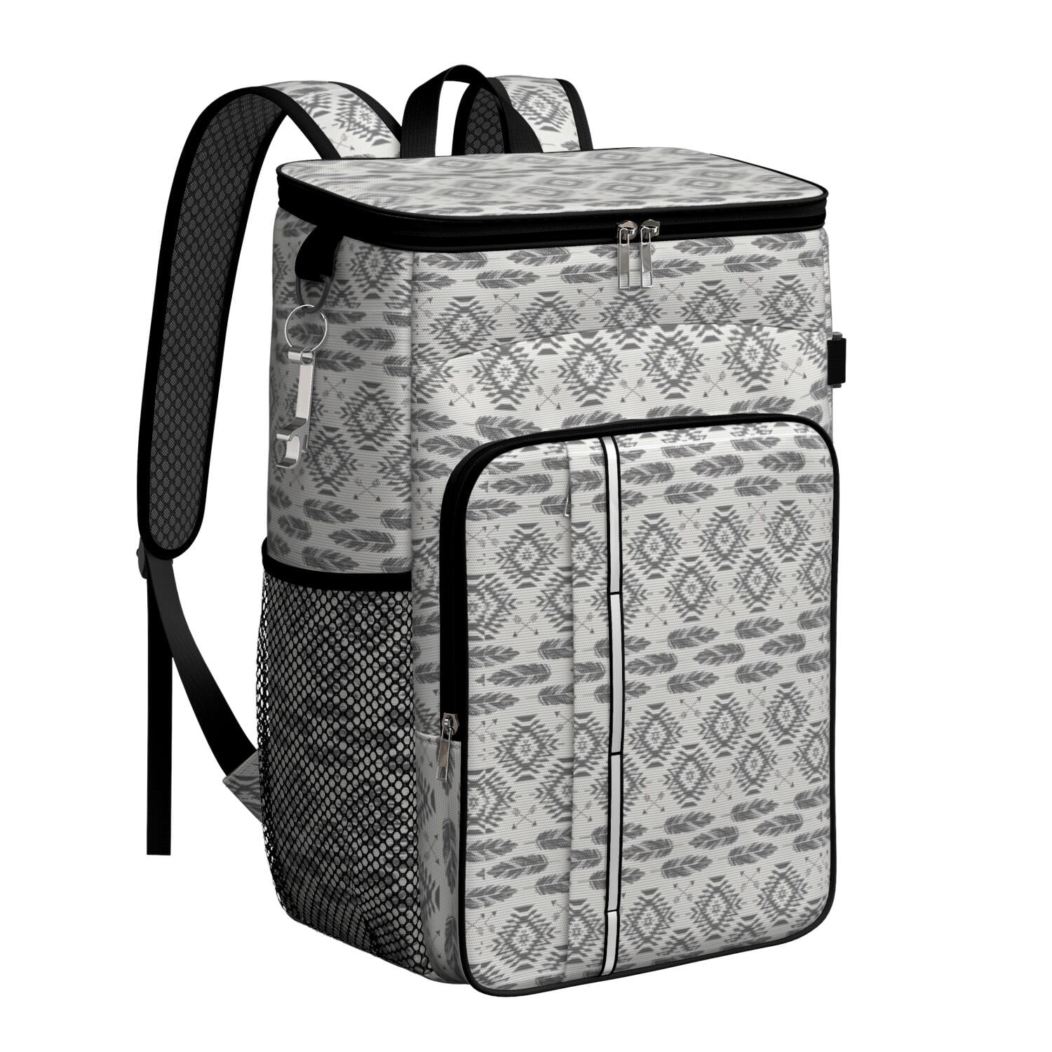 Travel Cooler Bag - Boho Bohemia Pioneer Flower Geometric Line Art Camping Beer Cooler Backpack with Bottle Opener- Waterproof Insulated Picnic Backpacks - Cooler Bag for Beach