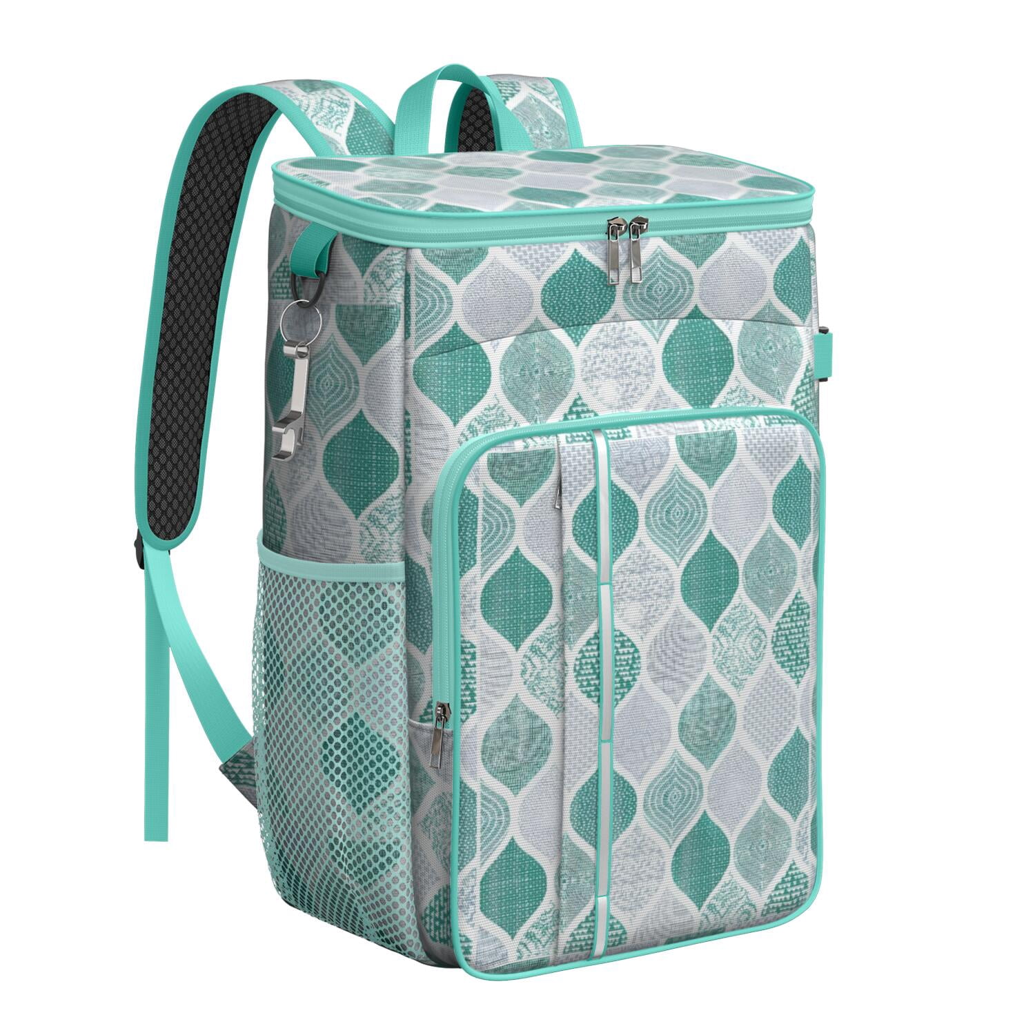 Travel Cooler Bag - Boho Bohemia Pioneer Flower Geometric Line Art Camping Beer Cooler Backpack with Bottle Opener- Waterproof Insulated Picnic Backpacks - Cooler Bag for Beach