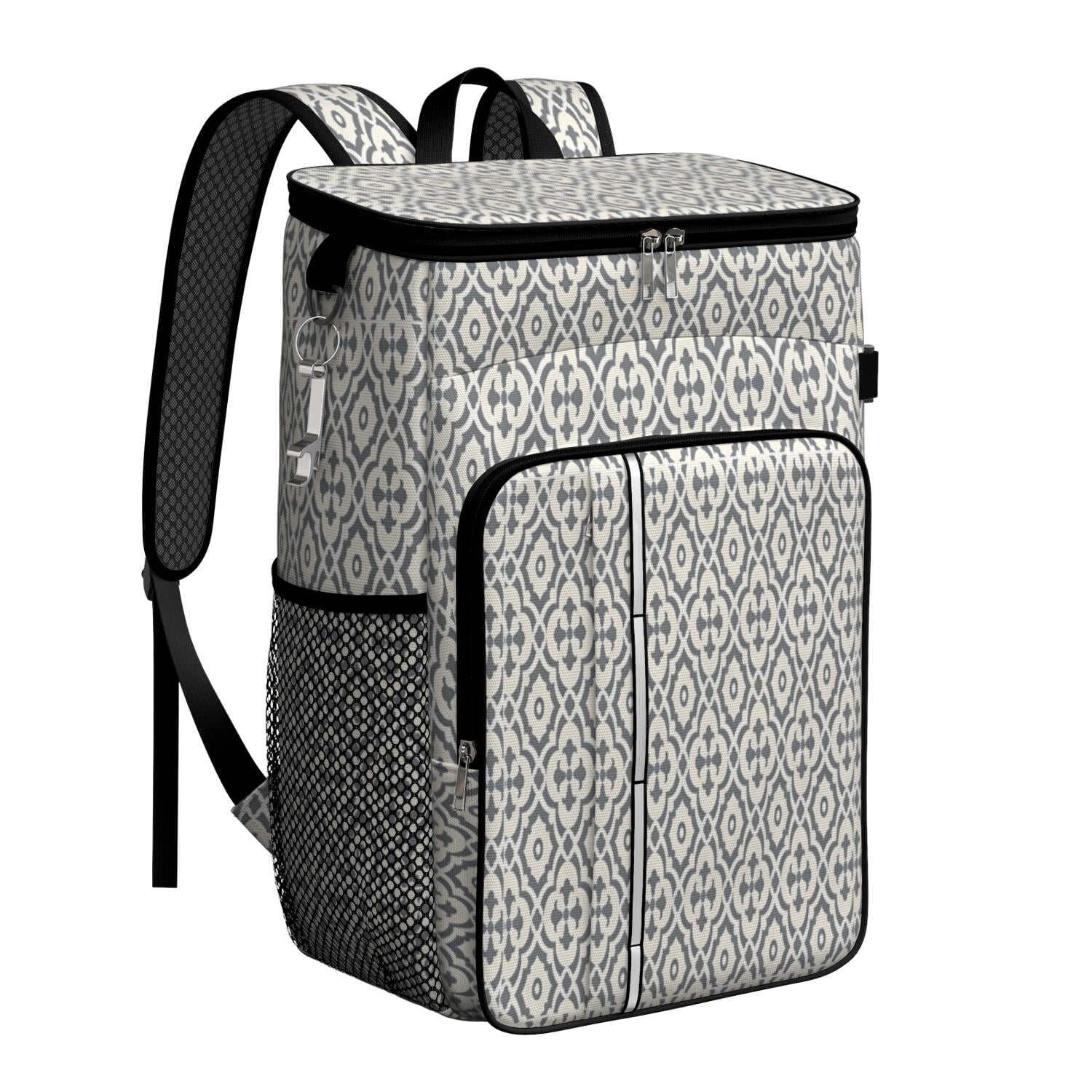 Travel Cooler Bag - Boho Bohemia Pioneer Flower Geometric Line Art Camping Beer Cooler Backpack with Bottle Opener- Waterproof Insulated Picnic Backpacks - Cooler Bag for Beach
