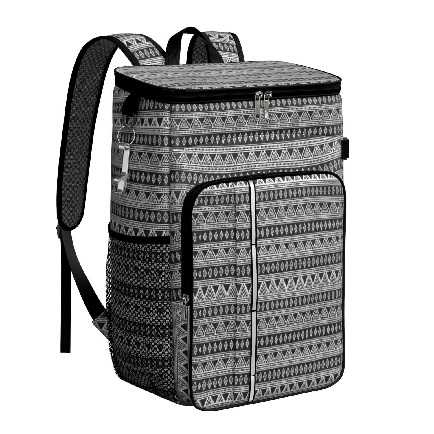 Travel Cooler Bag - Boho Bohemia Pioneer Flower Geometric Line Art Camping Beer Cooler Backpack with Bottle Opener- Waterproof Insulated Picnic Backpacks - Cooler Bag for Beach