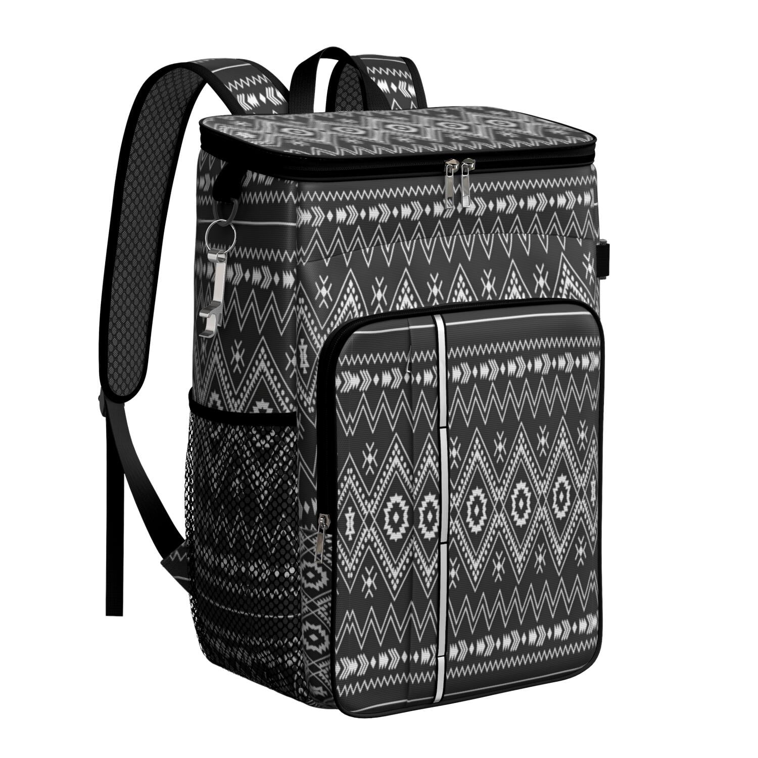 Travel Cooler Bag - Boho Bohemia Pioneer Flower Geometric Line Art Camping Beer Cooler Backpack with Bottle Opener- Waterproof Insulated Picnic Backpacks - Cooler Bag for Beach