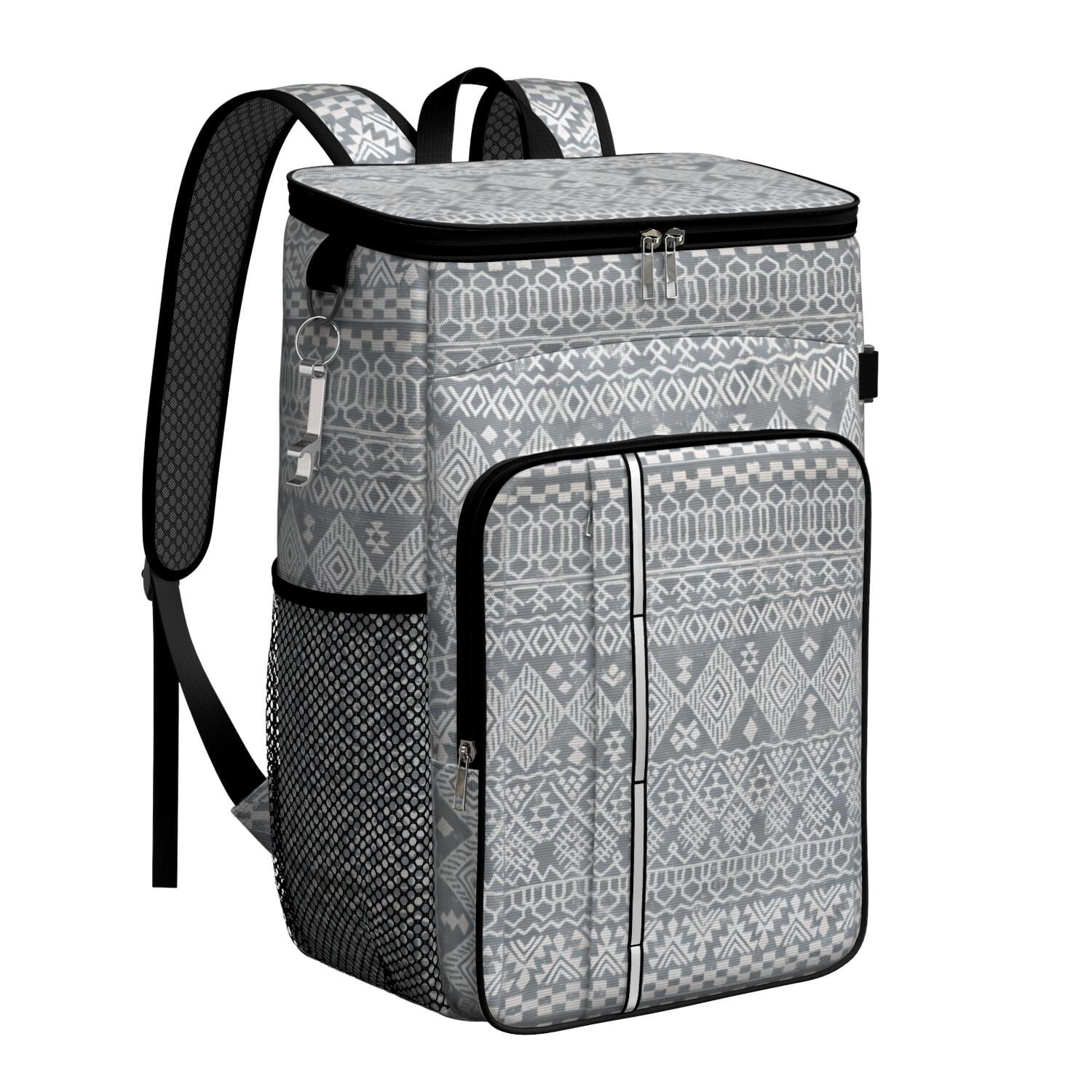 Travel Cooler Bag - Boho Bohemia Pioneer Flower Geometric Line Art Camping Beer Cooler Backpack with Bottle Opener- Waterproof Insulated Picnic Backpacks - Cooler Bag for Beach