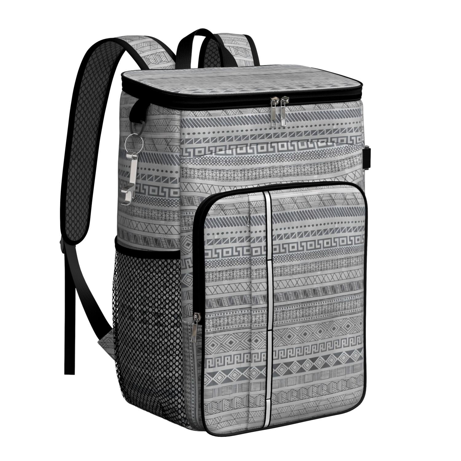 Travel Cooler Bag - Boho Bohemia Pioneer Flower Geometric Line Art Camping Beer Cooler Backpack with Bottle Opener- Waterproof Insulated Picnic Backpacks - Cooler Bag for Beach