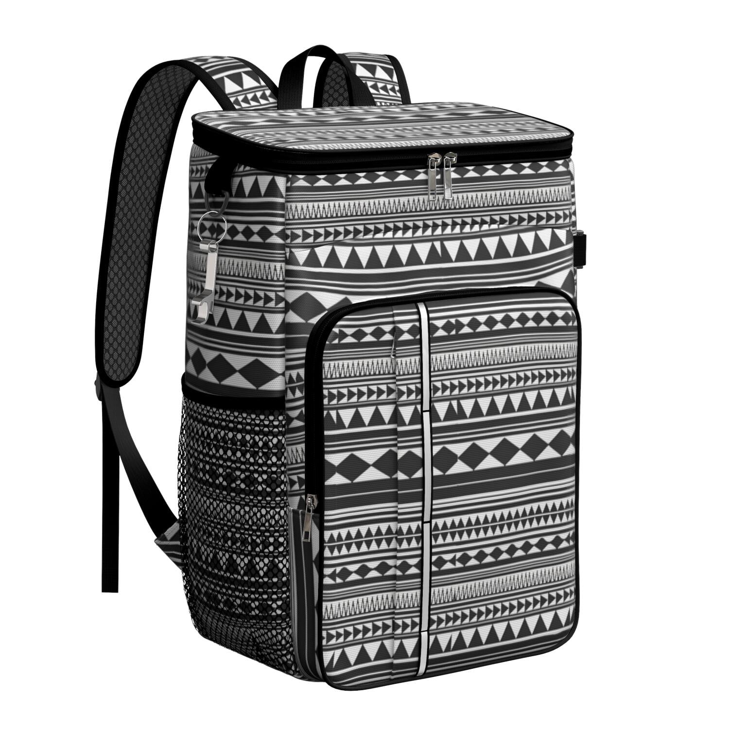 Travel Cooler Bag - Boho Bohemia Pioneer Flower Geometric Line Art Camping Beer Cooler Backpack with Bottle Opener- Waterproof Insulated Picnic Backpacks - Cooler Bag for Beach