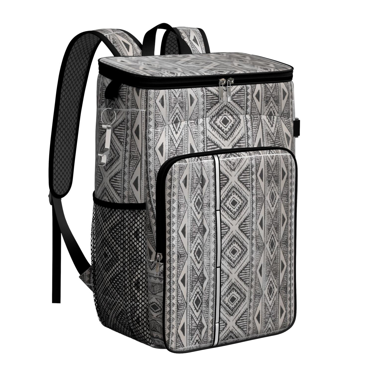 Travel Cooler Bag - Boho Bohemia Pioneer Flower Geometric Line Art Camping Beer Cooler Backpack with Bottle Opener- Waterproof Insulated Picnic Backpacks - Cooler Bag for Beach
