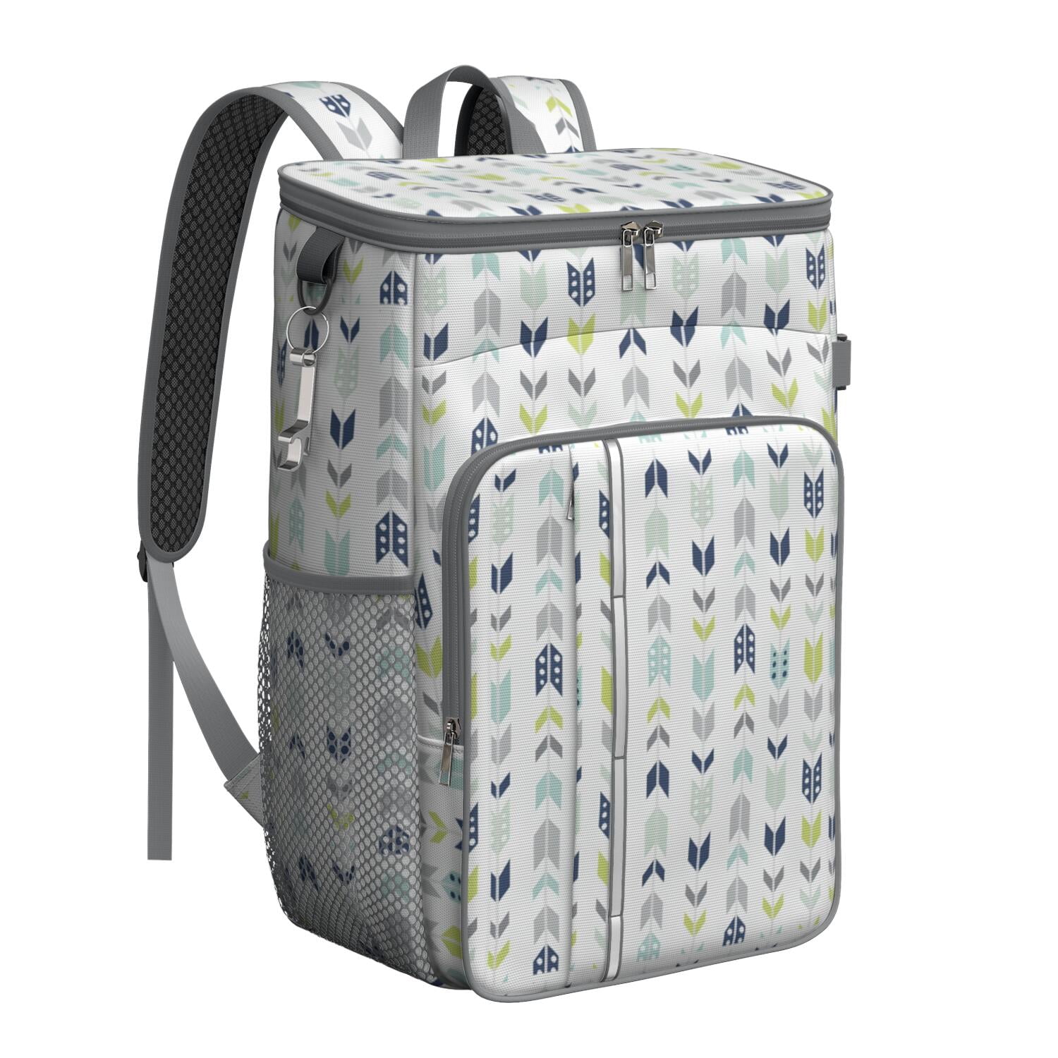 Travel Cooler Bag - Boho Bohemia Pioneer Flower Geometric Line Art Camping Beer Cooler Backpack with Bottle Opener- Waterproof Insulated Picnic Backpacks - Cooler Bag for Beach